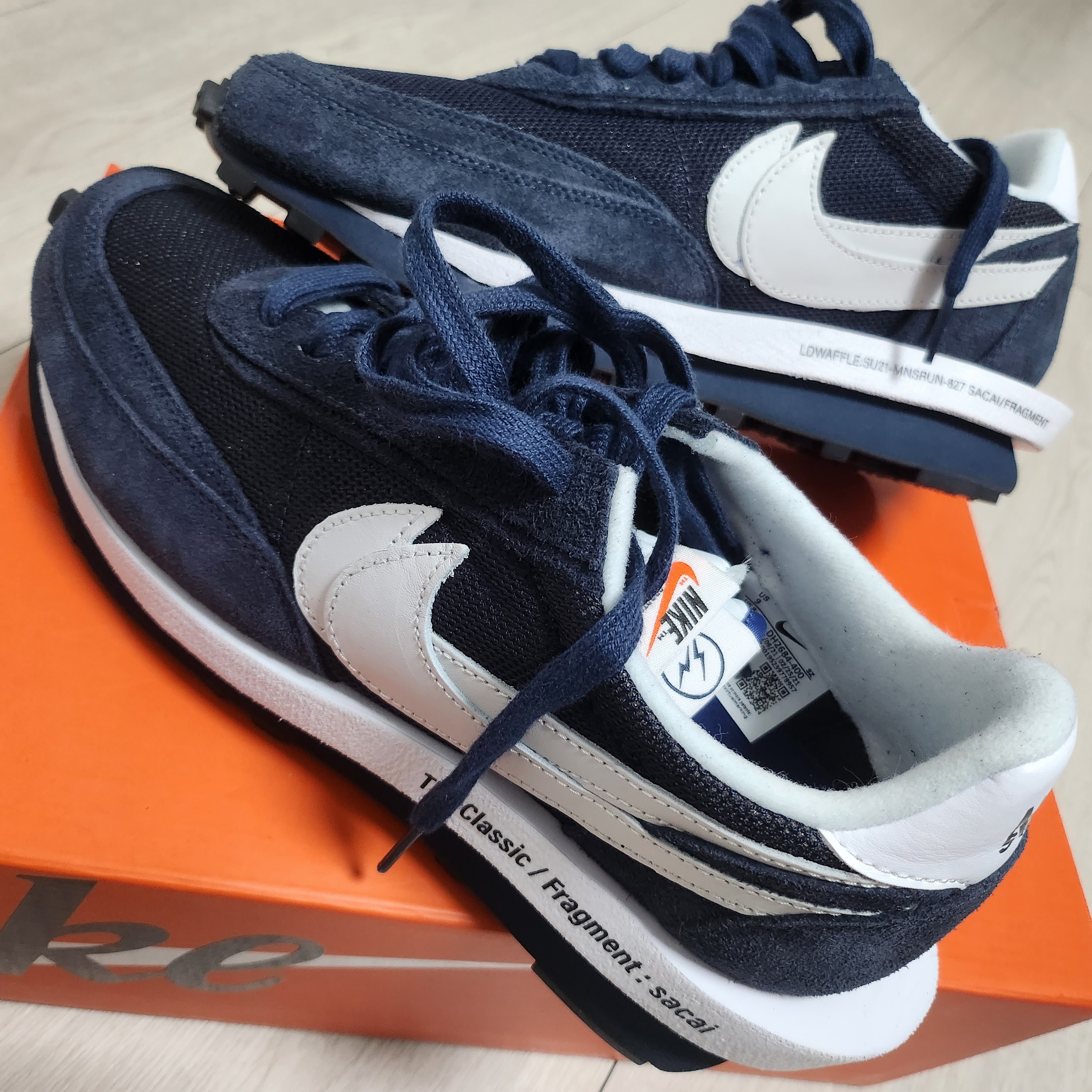 Nike x Sacai x Fragment LDWaffle Blackened Blue 착용 스타일