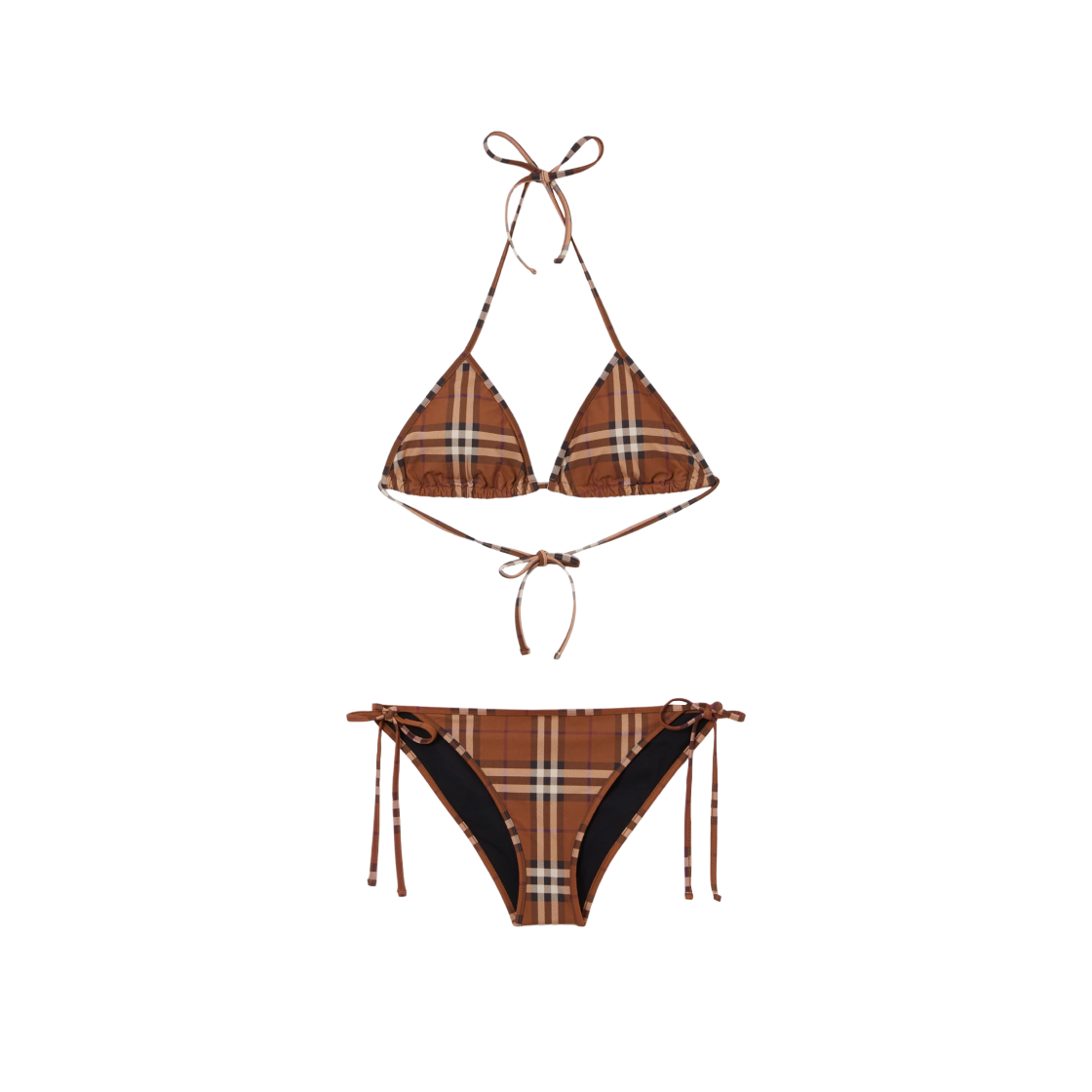 (W) 버버리 빈티지 체크 스트레치 나일론 트라이앵클 비키니 다크 버치 브라운 | Burberry | Kream