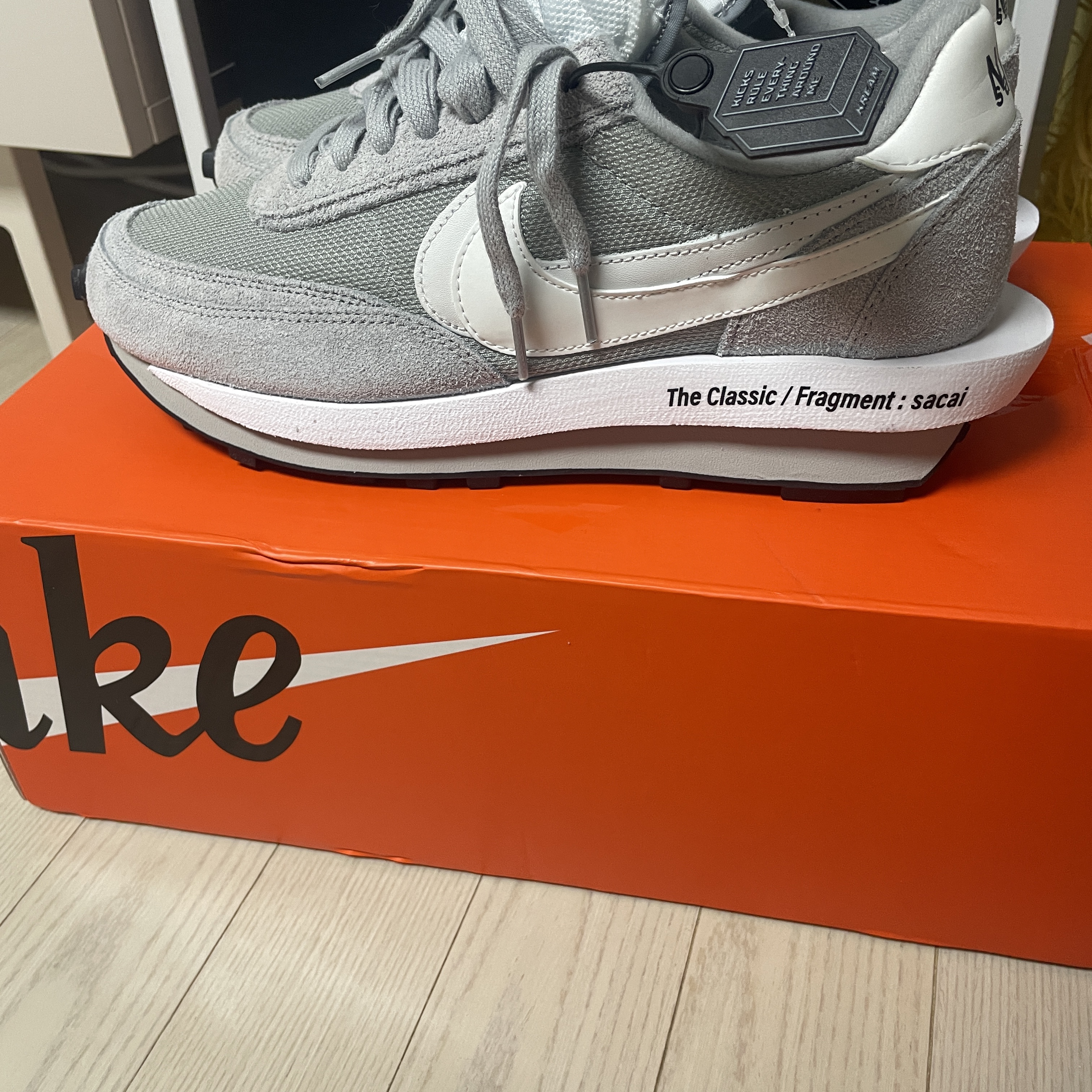 Nike x Sacai x Fragment LDWaffle Light Smoke Grey 착용 스타일
