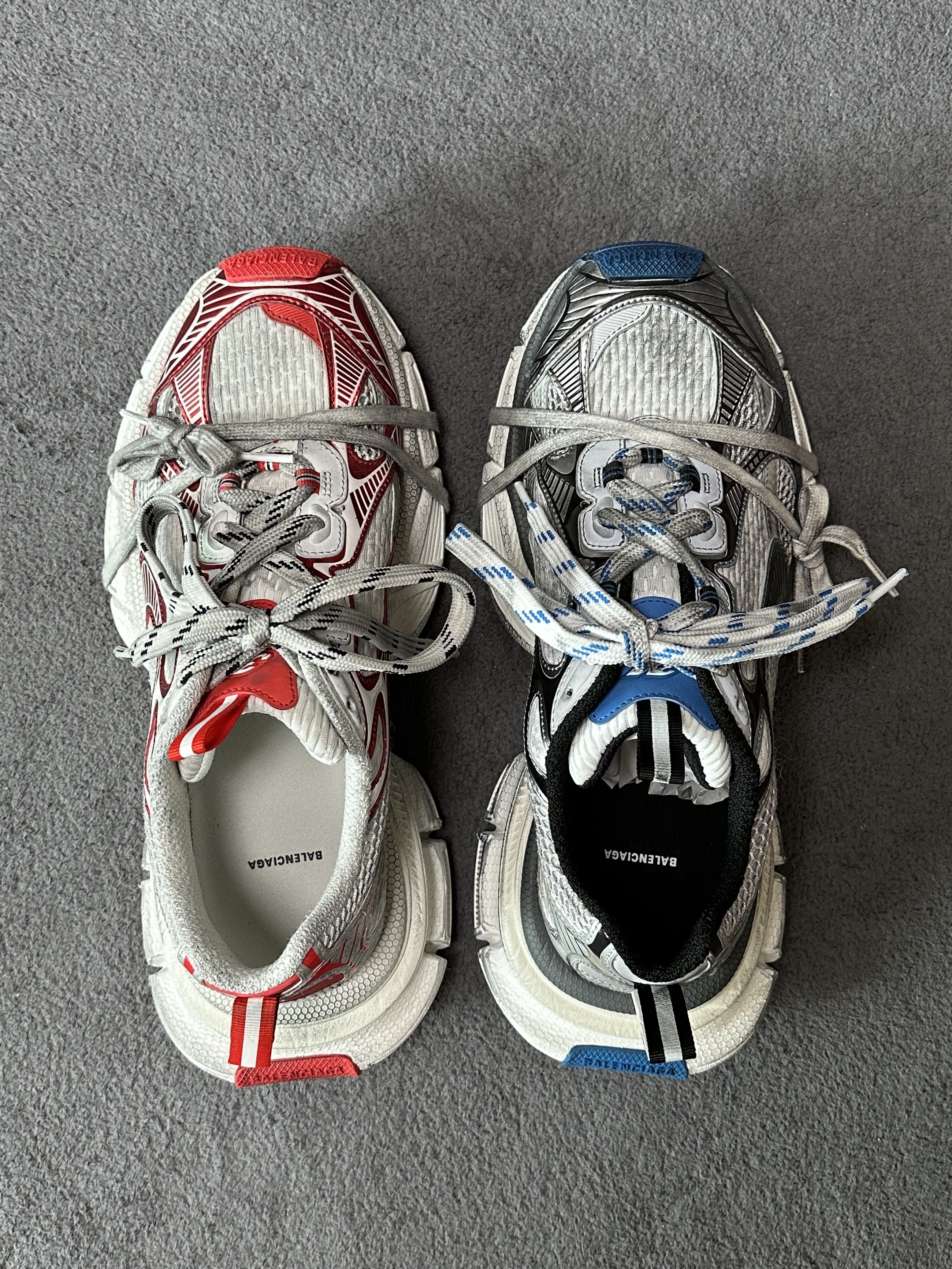 Balenciaga 3XL Sneakers Grey White Blue, Balenciaga 3XL Sneakers White Red 착용 스타일 - 3