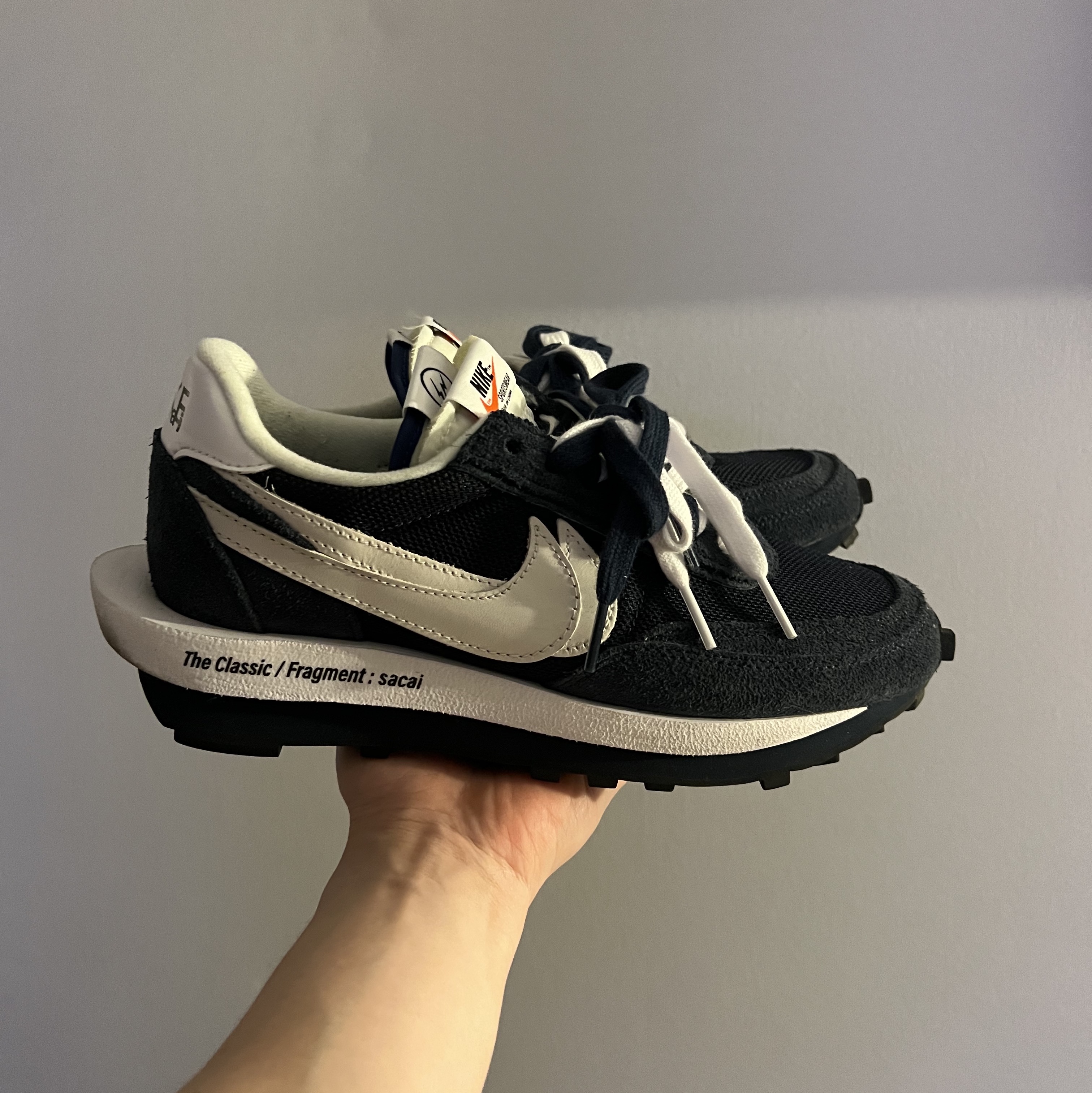Nike x Sacai x Fragment LDWaffle Blackened Blue 착용 스타일