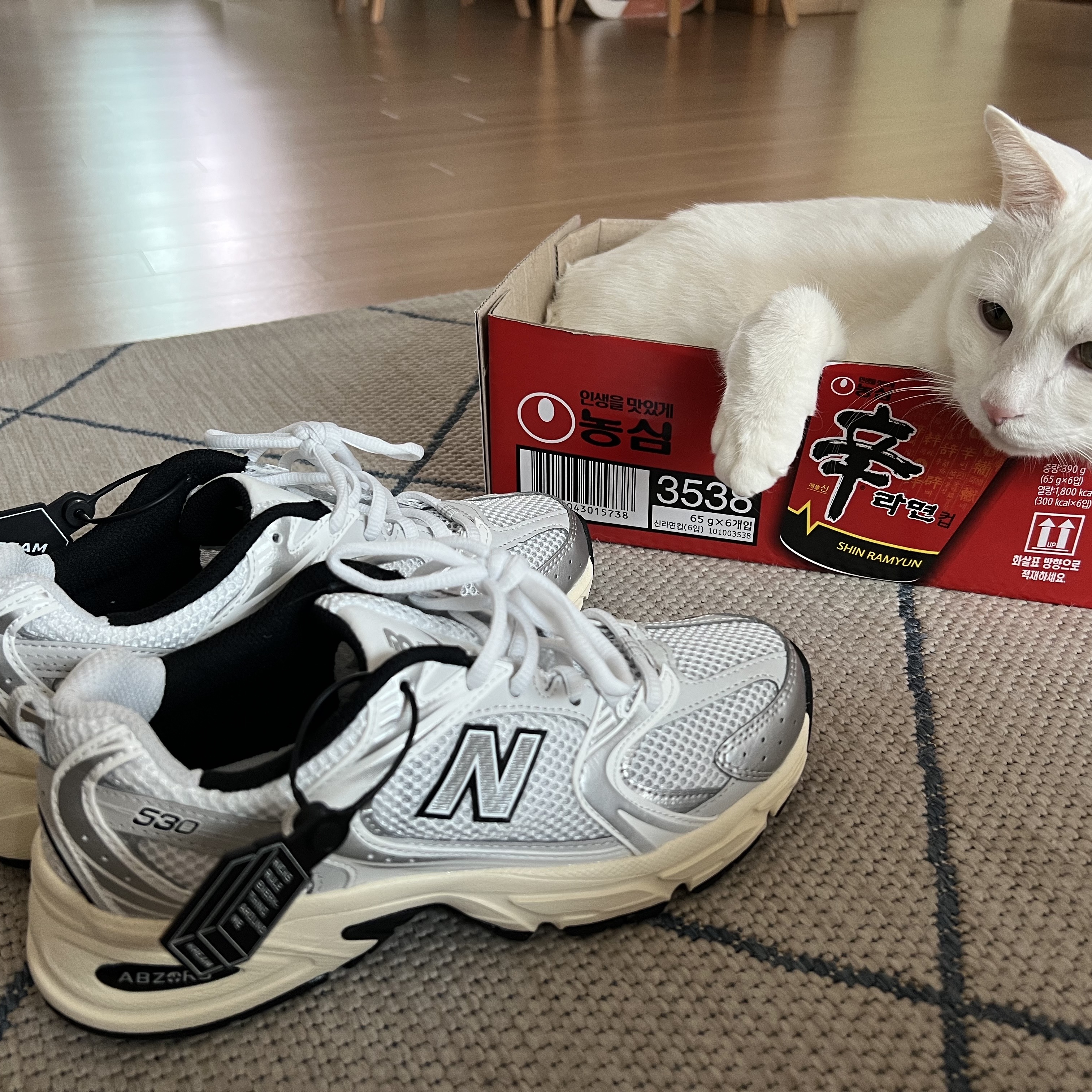 New Balance 530 Silver Cream 착용 스타일 - 1