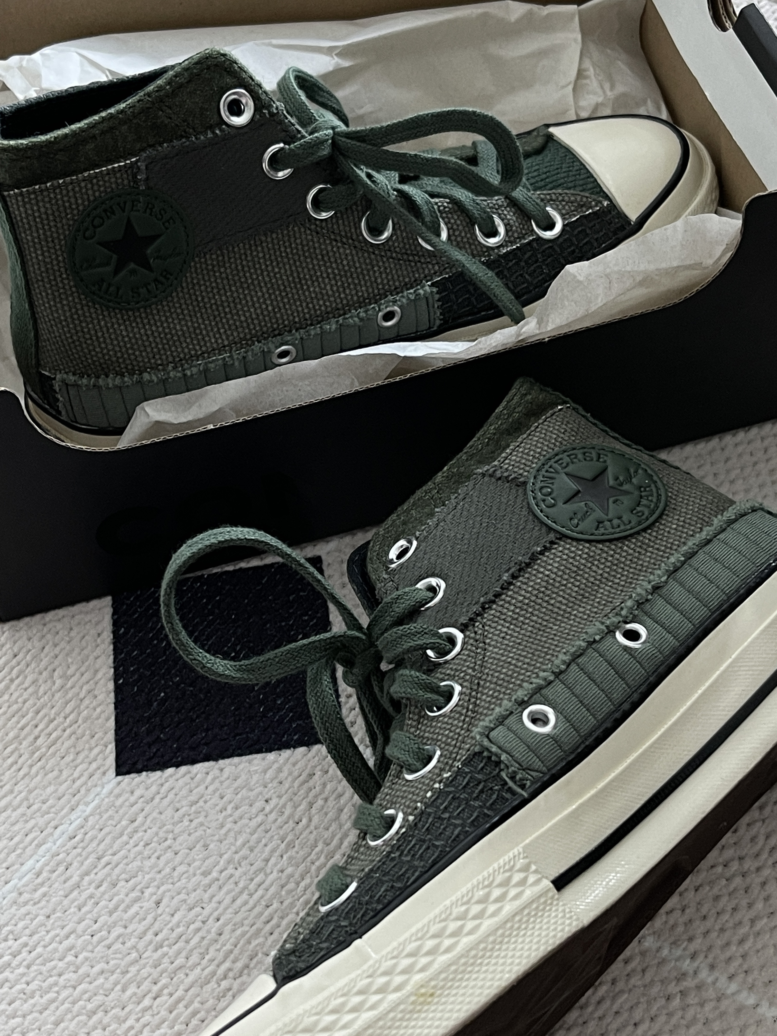 Converse Mono Patchwork Chuck 70 High Forest Egret 착용 스타일 - 2