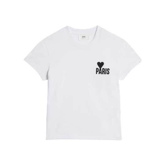 아미 파리 스몰 하트 로고 티셔츠 화이트