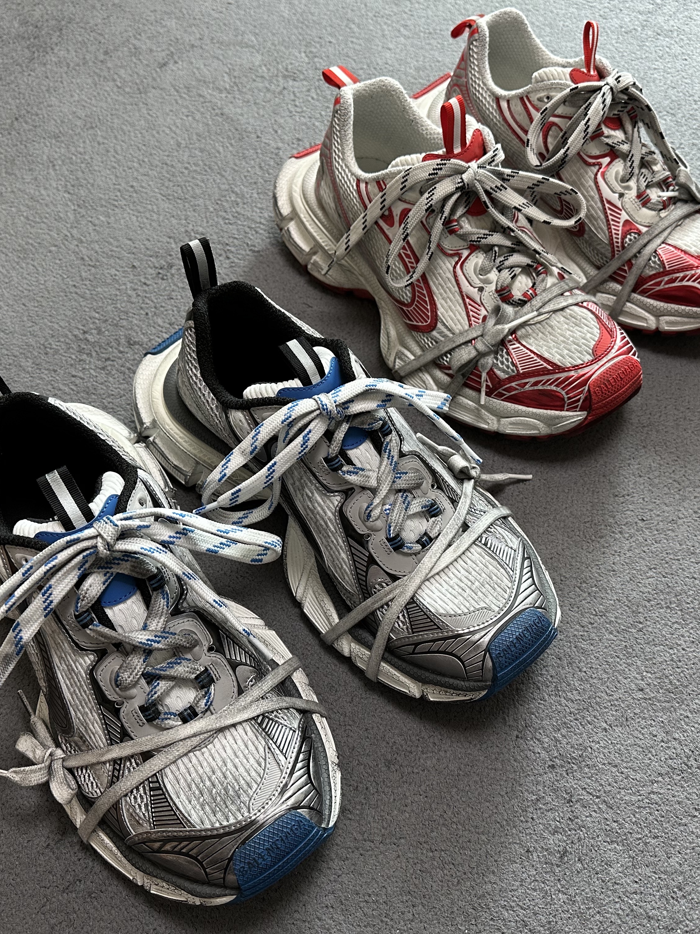 Balenciaga 3XL Sneakers Grey White Blue, Balenciaga 3XL Sneakers White Red 착용 스타일 - 4