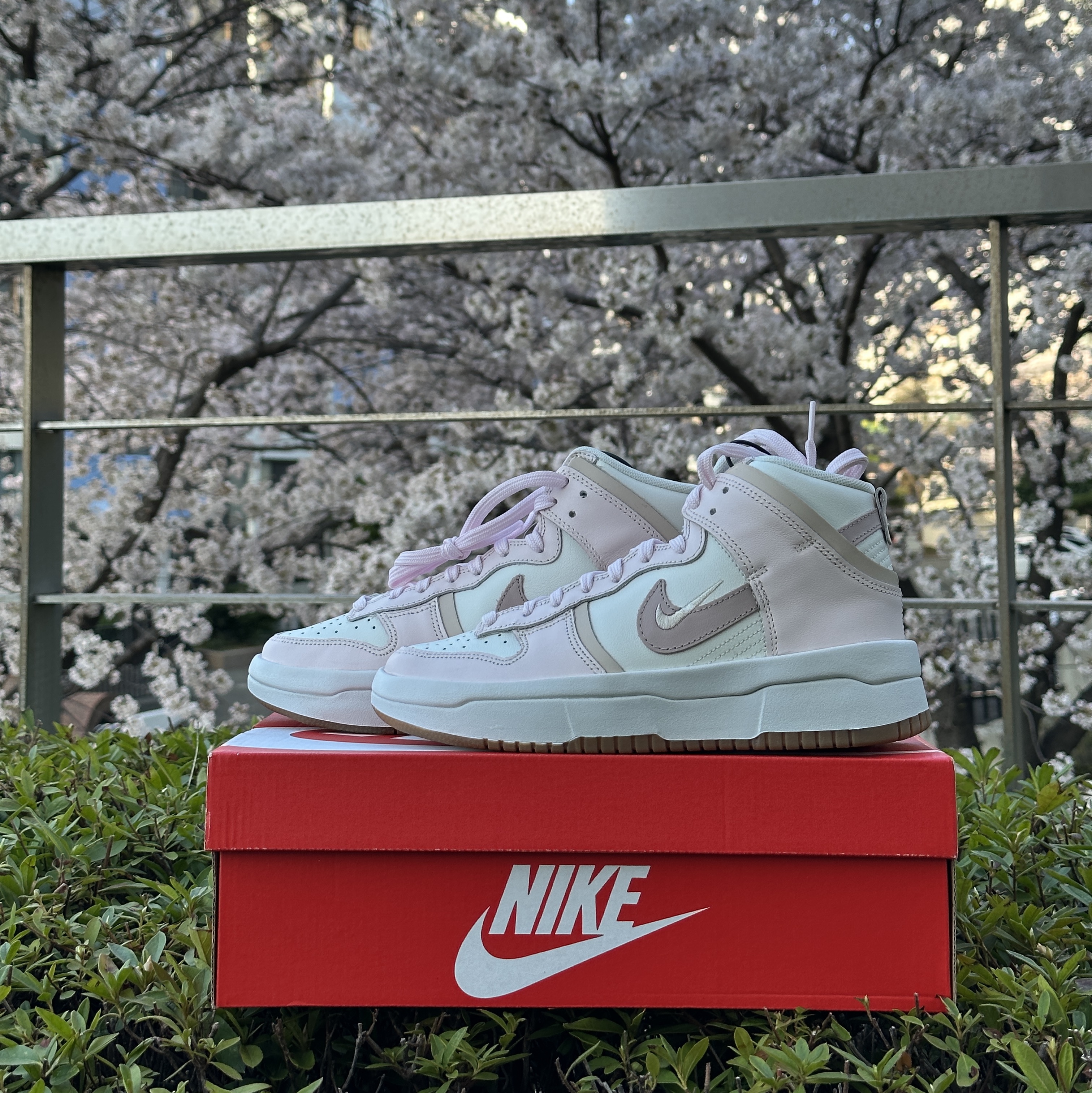(W) Nike Dunk High Up Pink Oxford 착용 스타일