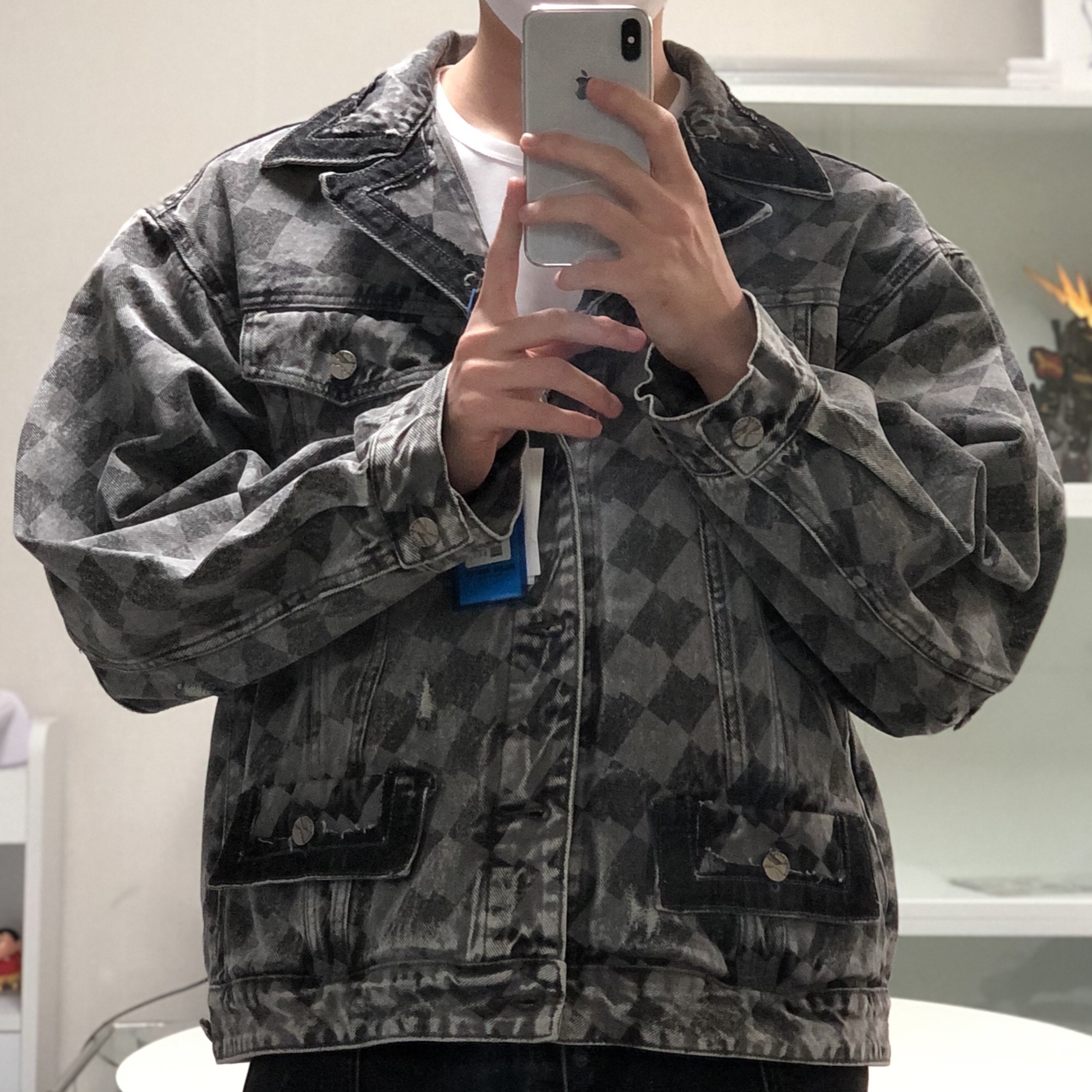 Ader Error Tenit Trucker Jacket Gray 착용 스타일 - 1
