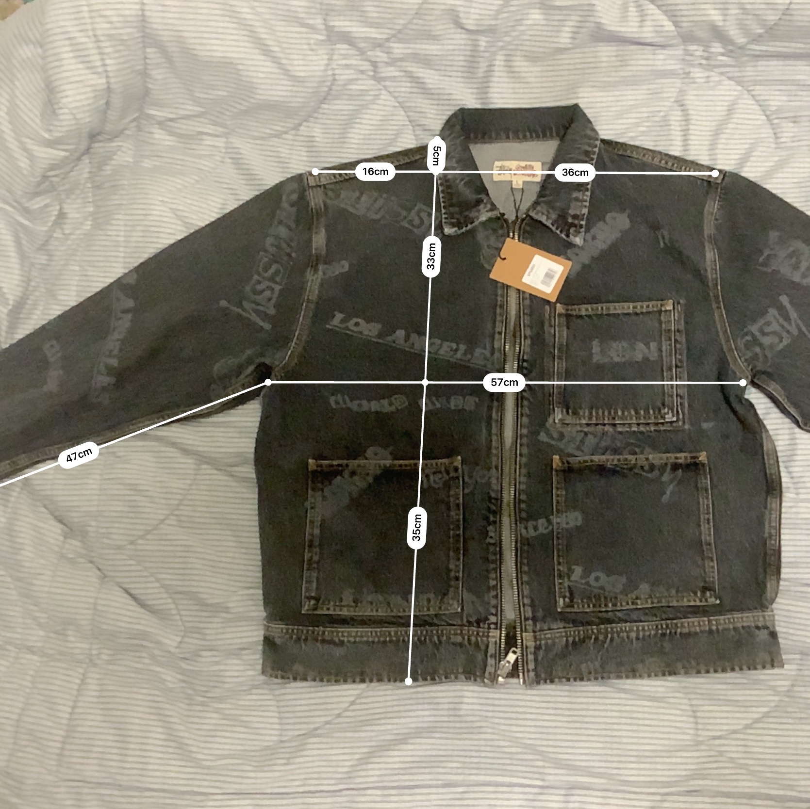 Stussy Worldwide Zip Work Jacket Black 착용 스타일 - 1