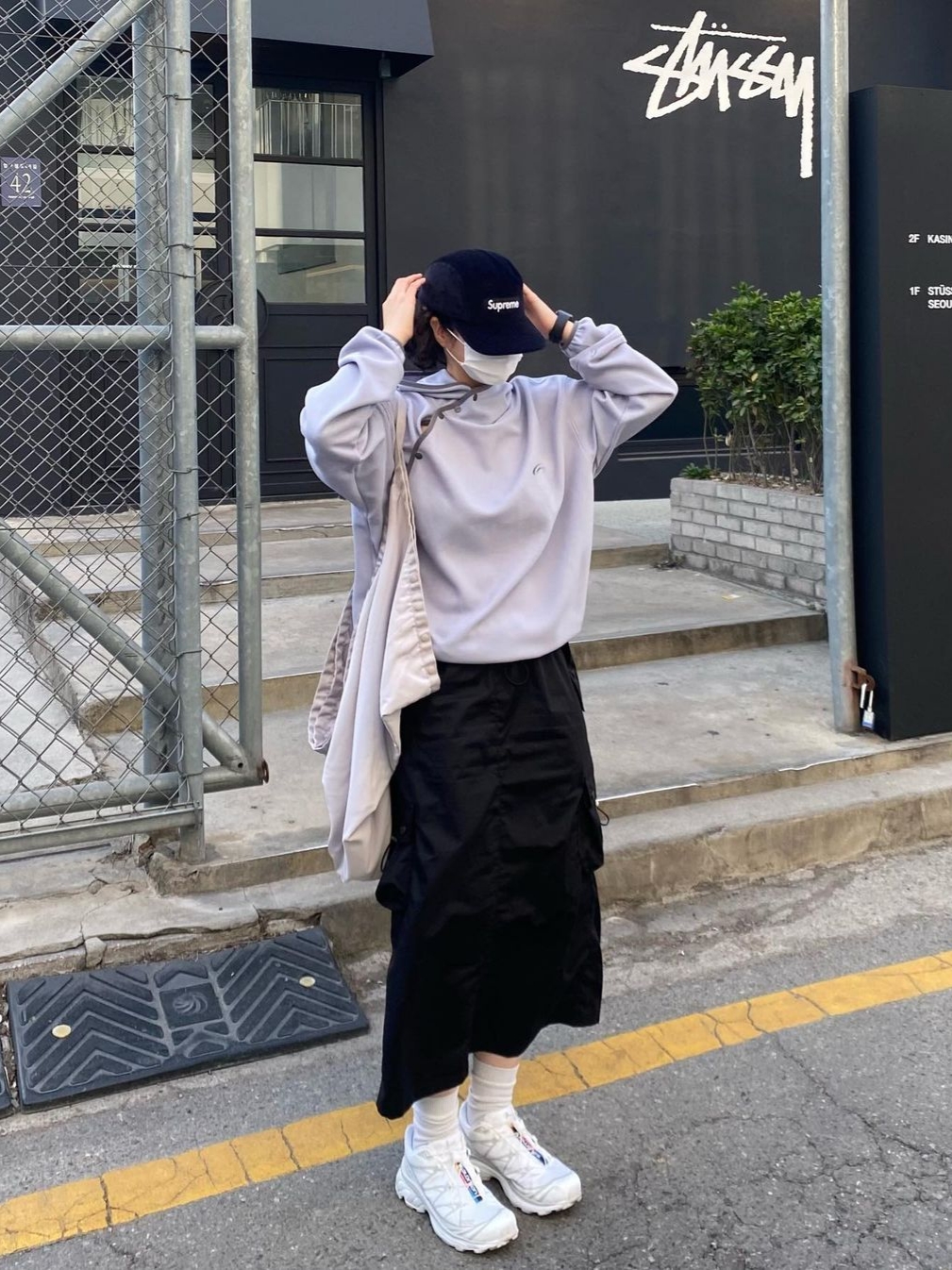 Art Of Field Side Snap Jersey Hooded Light Gray 착용 스타일 - 1