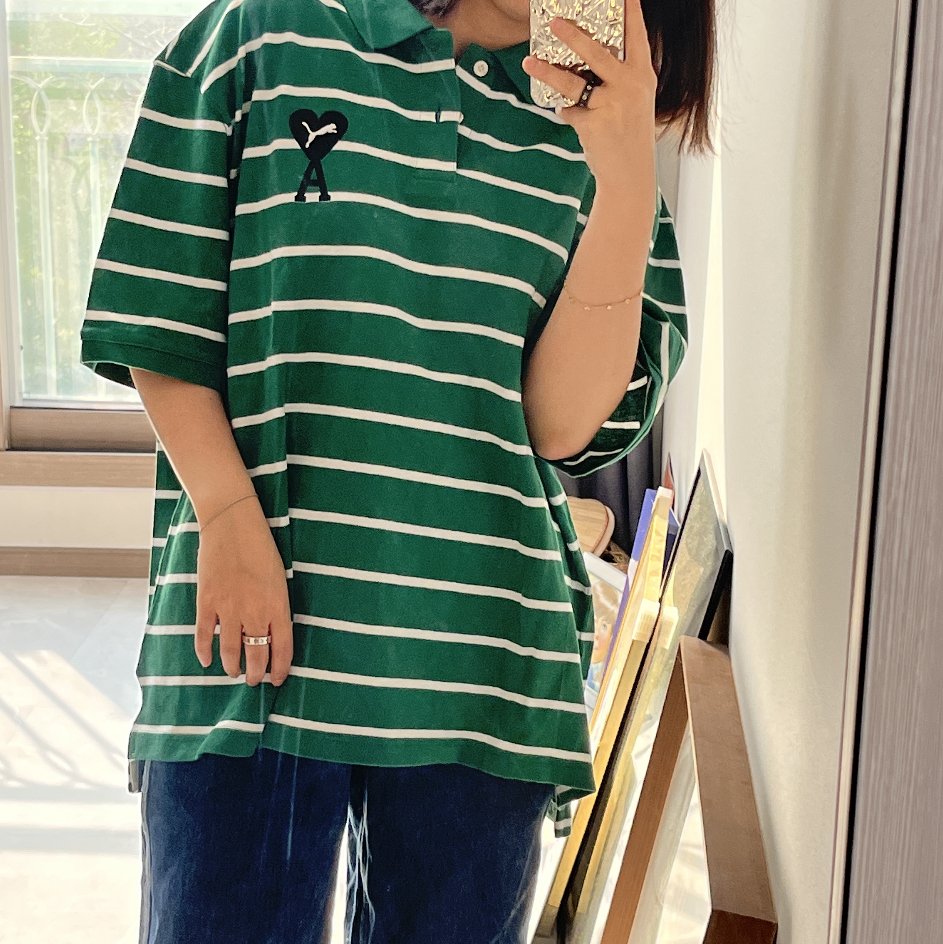 Puma x AMI Polo Dazzling Blue, Puma x AMI Polo Verdant Green 착용 스타일 - 2