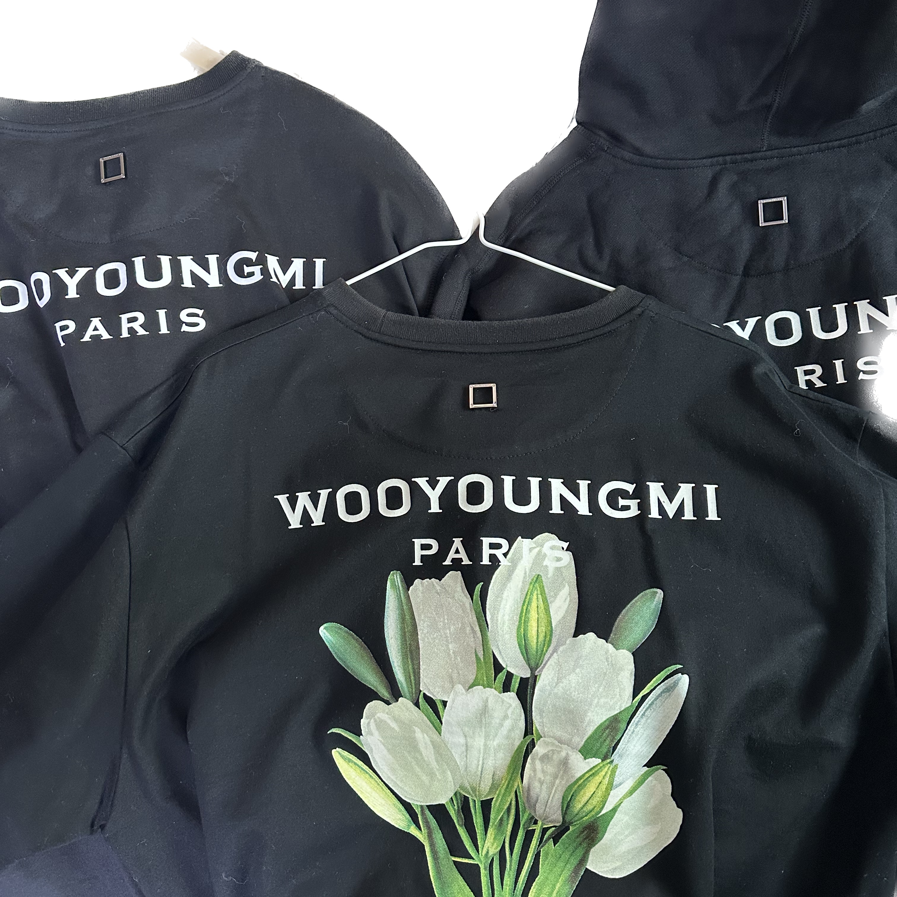 Wooyoungmi Cotton Back Logo Hooded Sweatshirt Black - 23SS, Wooyoungmi Cotton Long Sleeve Back Logo T-Shirt Black - 22FW 착용 스타일