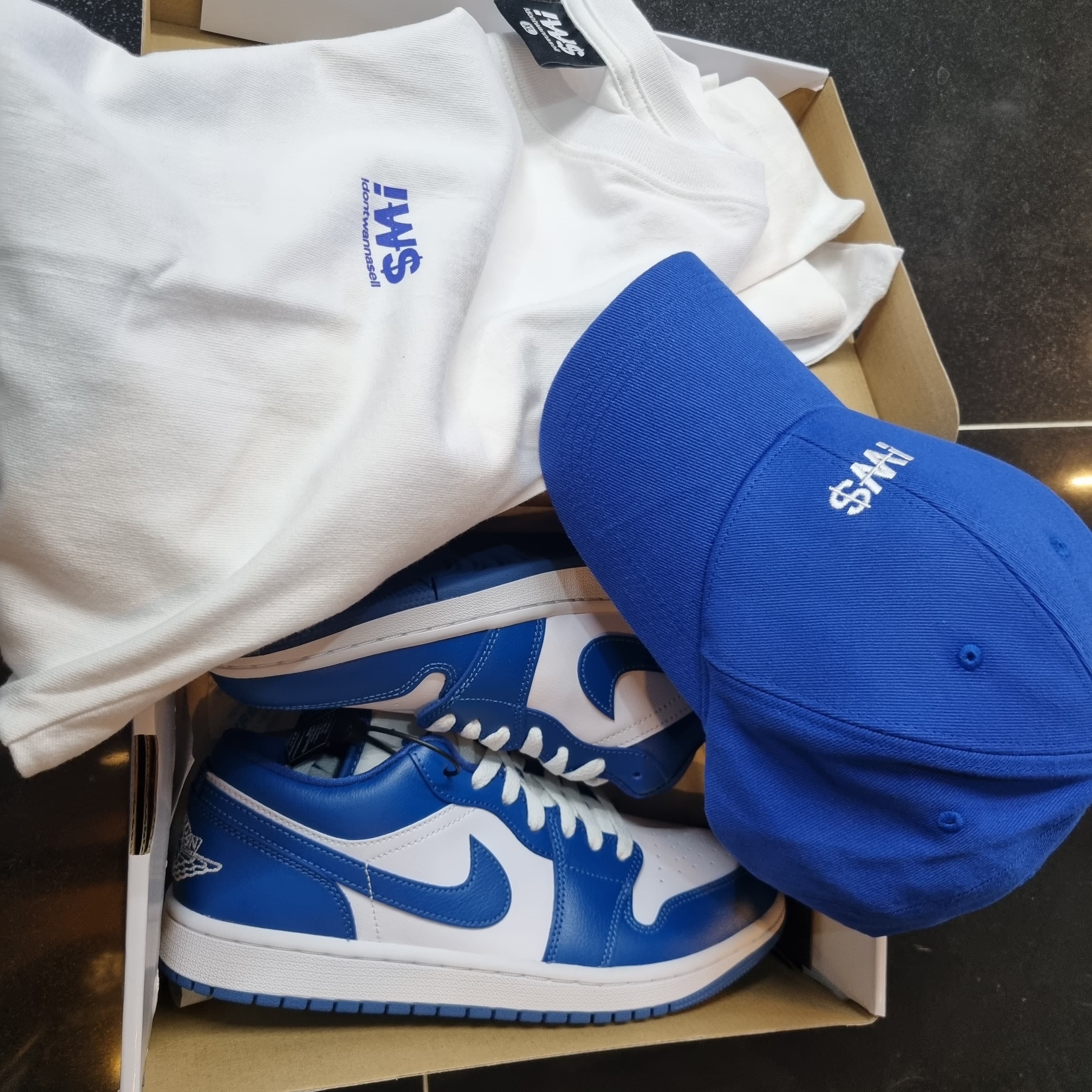 (W) Jordan 1 Low White Dark Marina Blue 착용 스타일