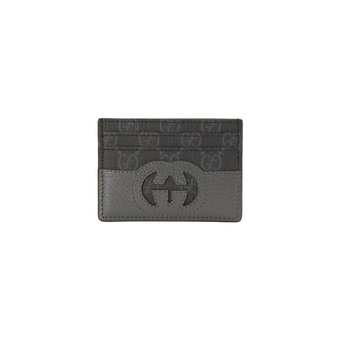 Gucci Interlocking G Supreme Cut-Out Card Case Black Grey 상세 이미지 1