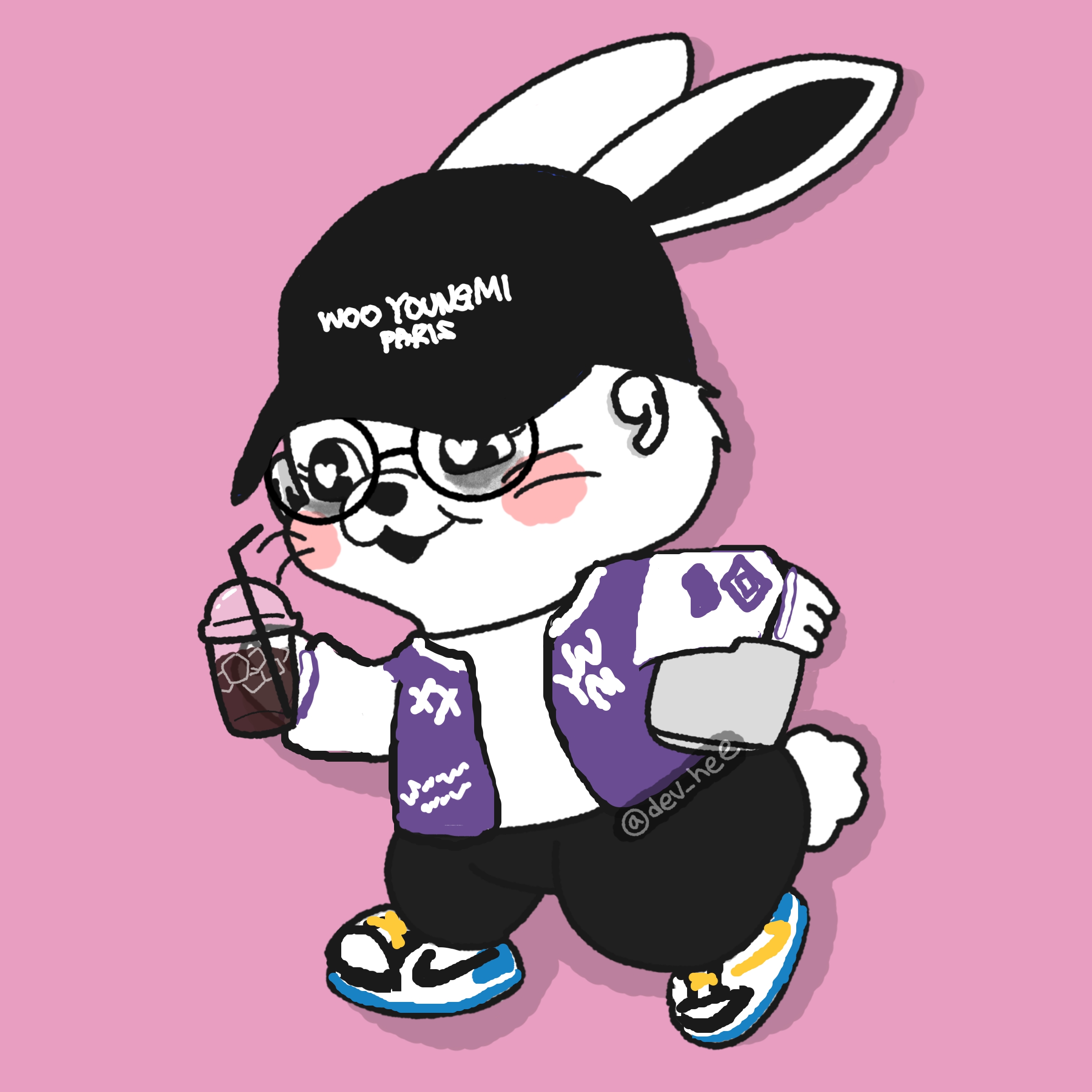 Wooyoungmi Embroidered Ball Cap Black - 23SS, Wooyoungmi Varsity Jacket Violet - 23SS 착용 스타일