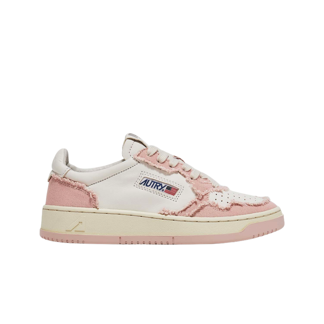 (W) 오트리 메달리스트 로우 레더 캔버스 스니커즈 파우더 핑크 화이트((W) Autry Medalist Low Leather Canvas Sneakers Powder Pink White) - 1