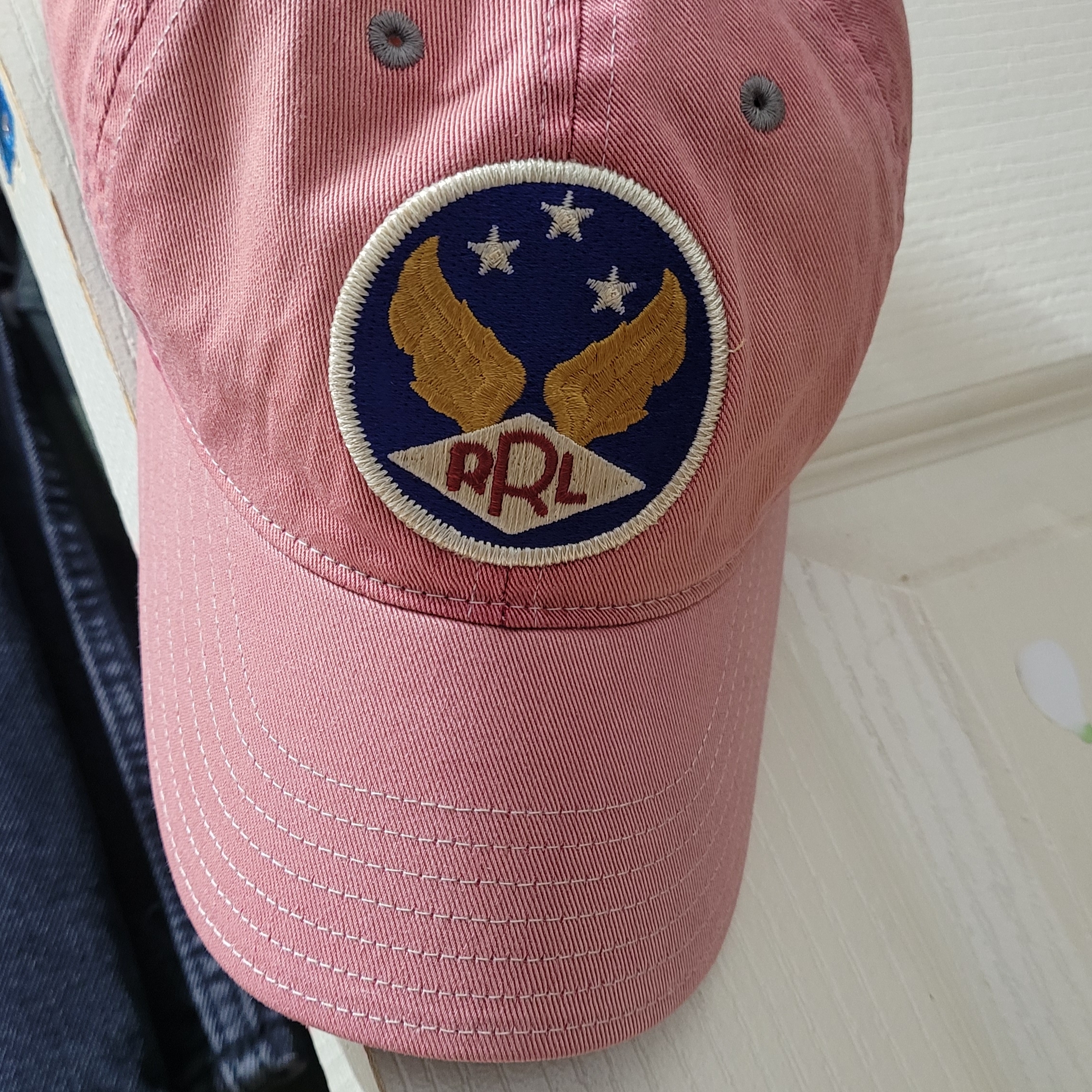 Double RL Garment Dyeing Twill Ball Cap Red 착용 스타일