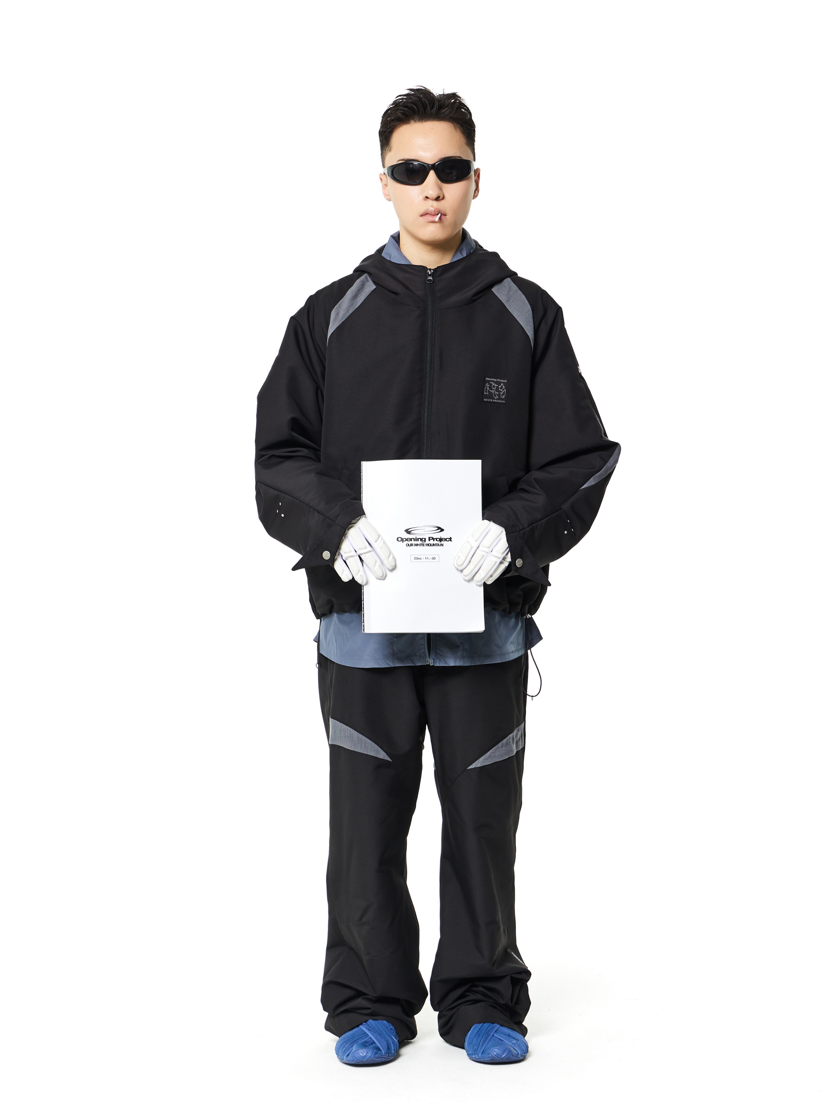 Opening Project Ripstop Hooded Jumper Black, Opening Project Ripstop Split Pants Black 착용 스타일