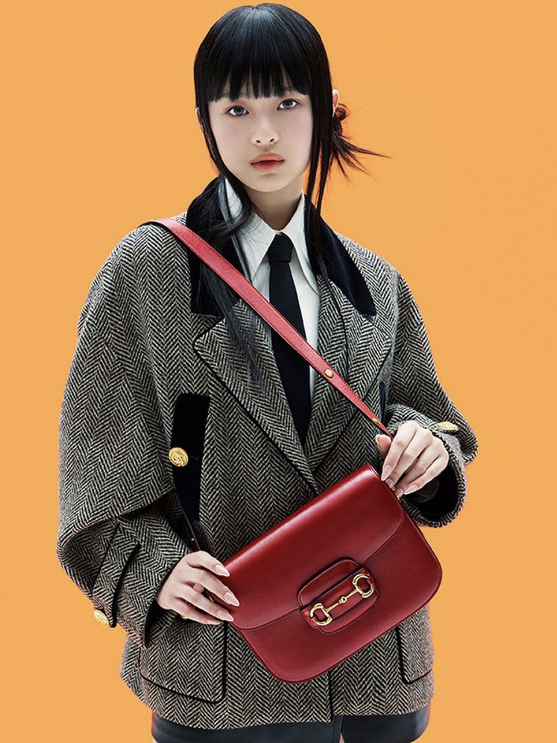 Gucci Horsebit 1955 Shoulder Bag Red 착용 스타일 - 1