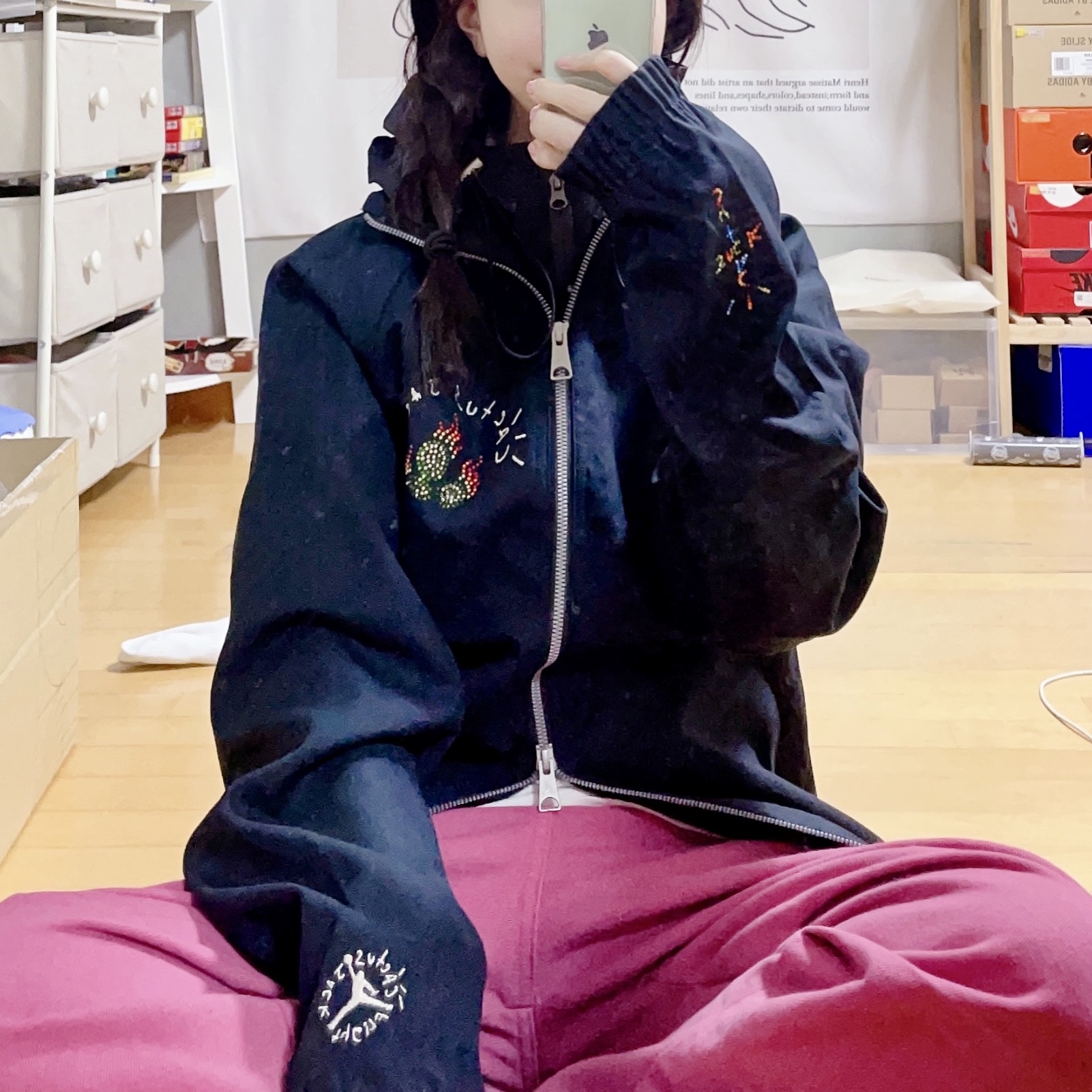 Jordan x Travis Scott Woven Jacket Black - Asia 착용 스타일 - 5