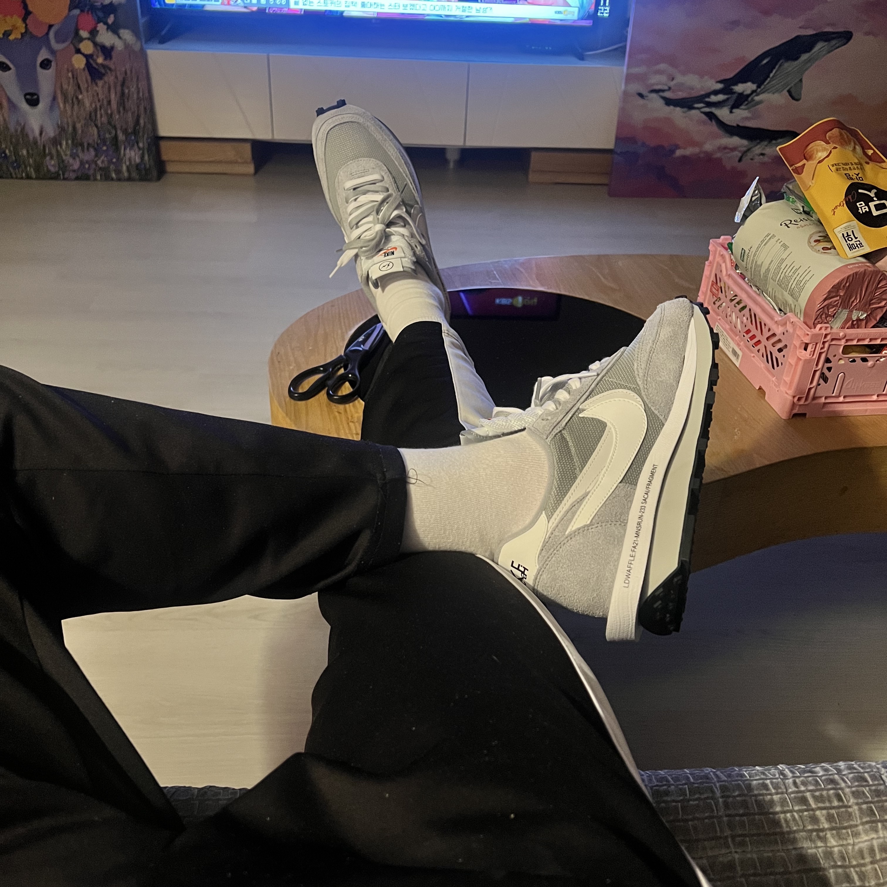 Nike x Sacai x Fragment LDWaffle Light Smoke Grey 착용 스타일 - 1