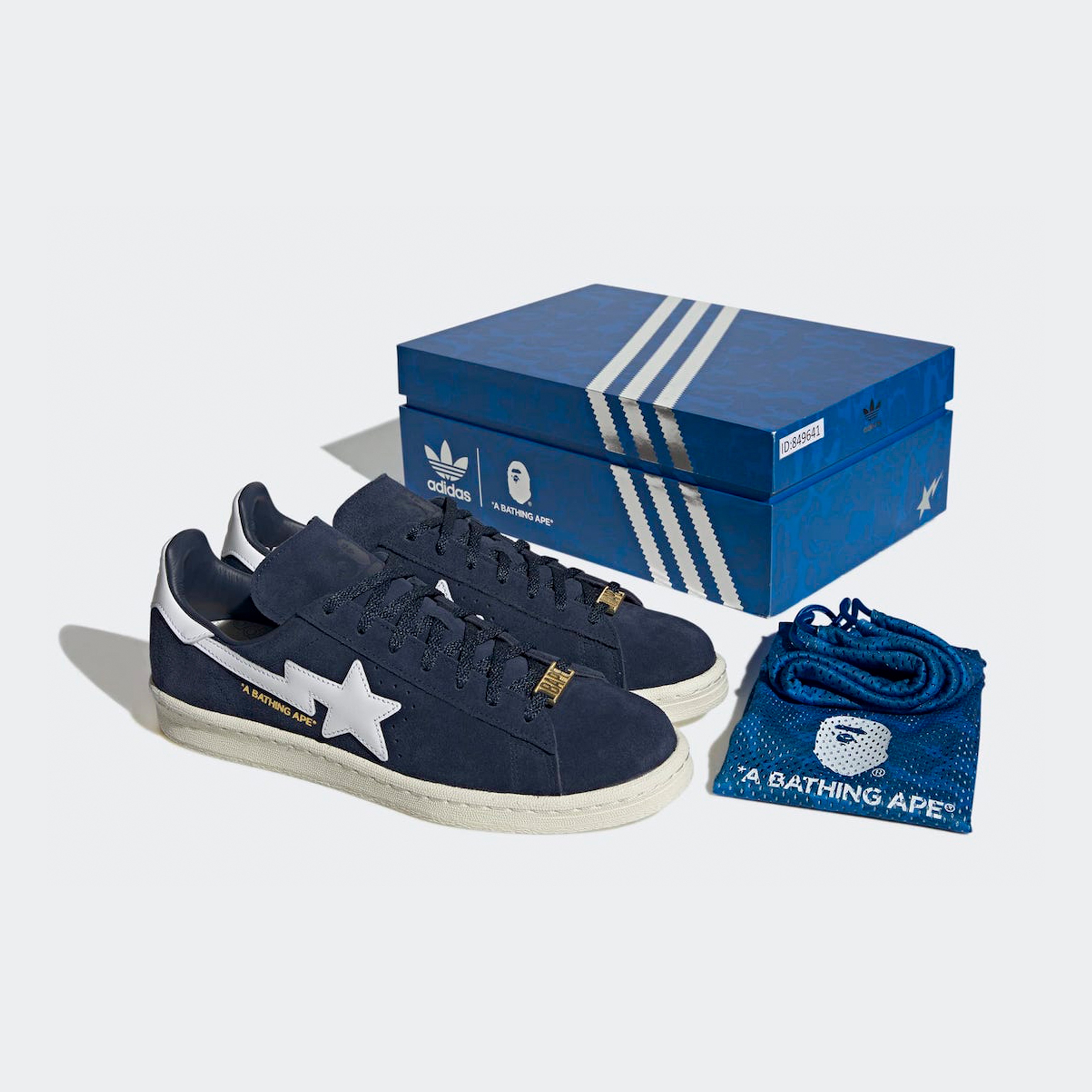 Adidas x BAPE Campus 80s Collegiate Navy 착용 스타일 - 5