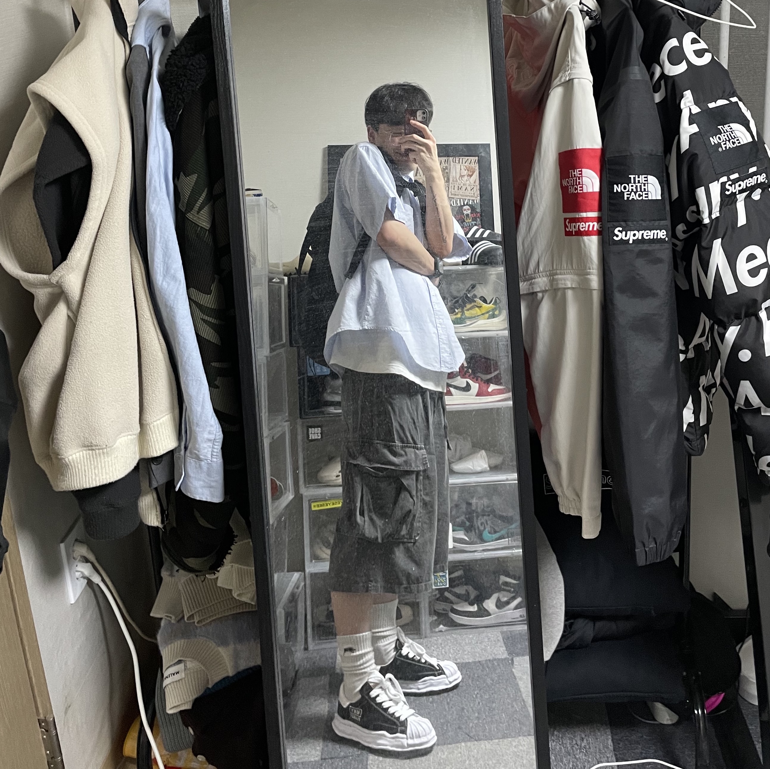 Maison Mihara Yasuhiro Blakey OG Sole Canvas Low-top Sneakers Black White, Supreme Backpack Black - 21SS 착용 스타일