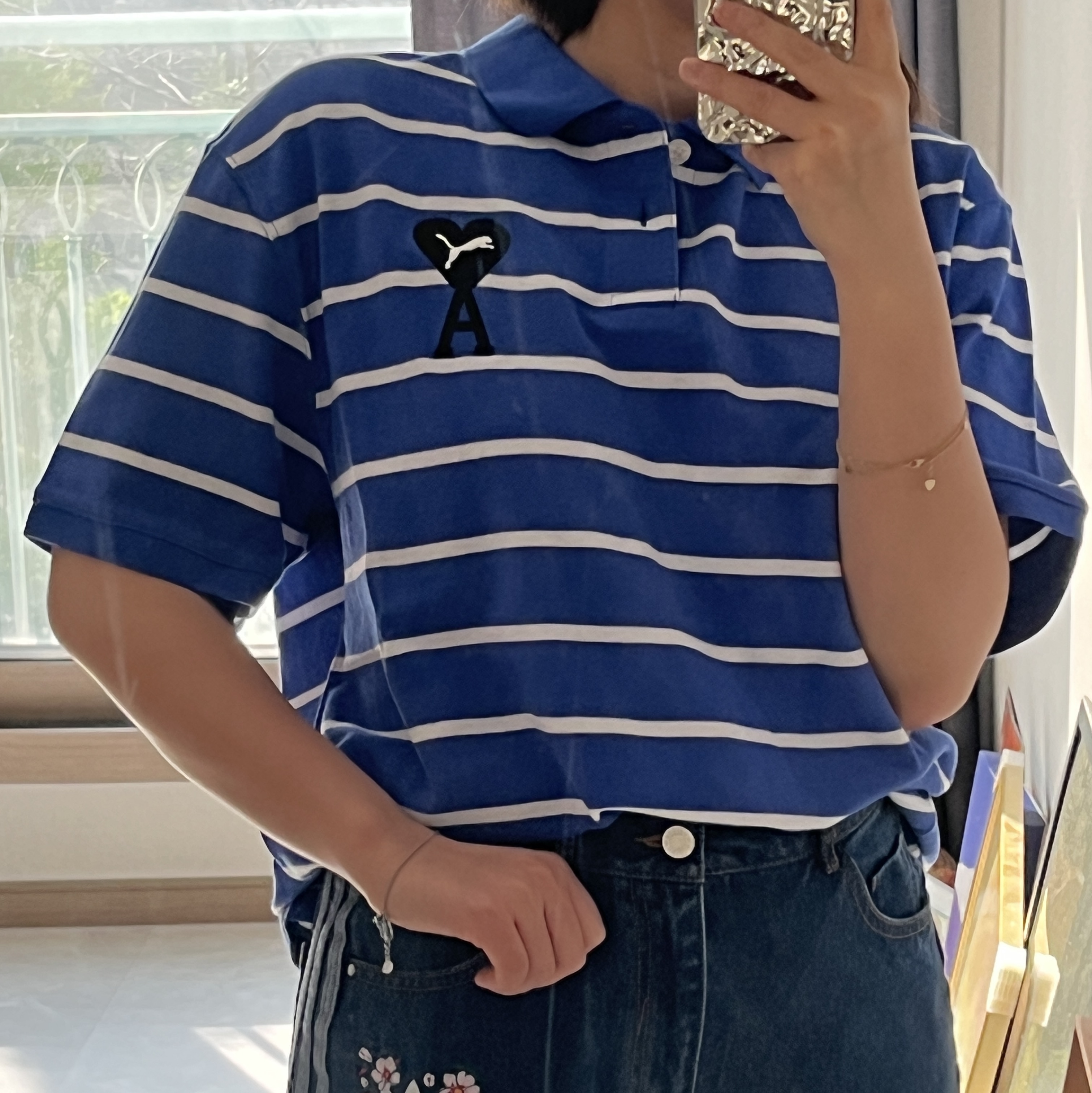 Puma x AMI Polo Dazzling Blue, Puma x AMI Polo Verdant Green 착용 스타일 - 1