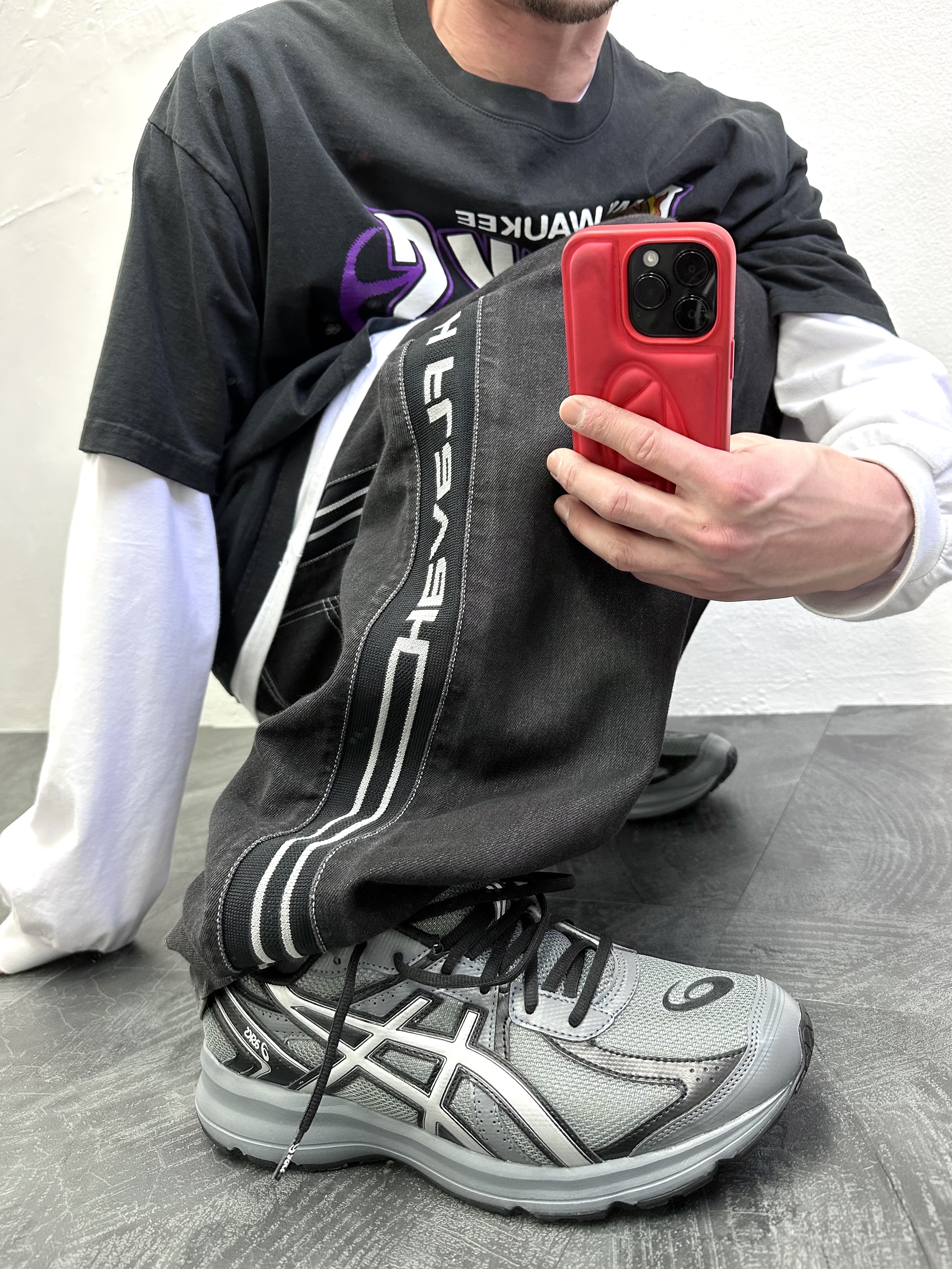 Asics Jog 100 S Steel Grey - 2E Wide 착용 스타일
