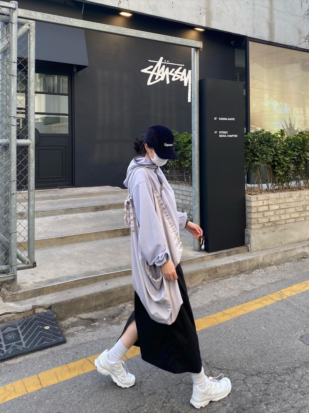 Art Of Field Side Snap Jersey Hooded Light Gray 착용 스타일 - 2