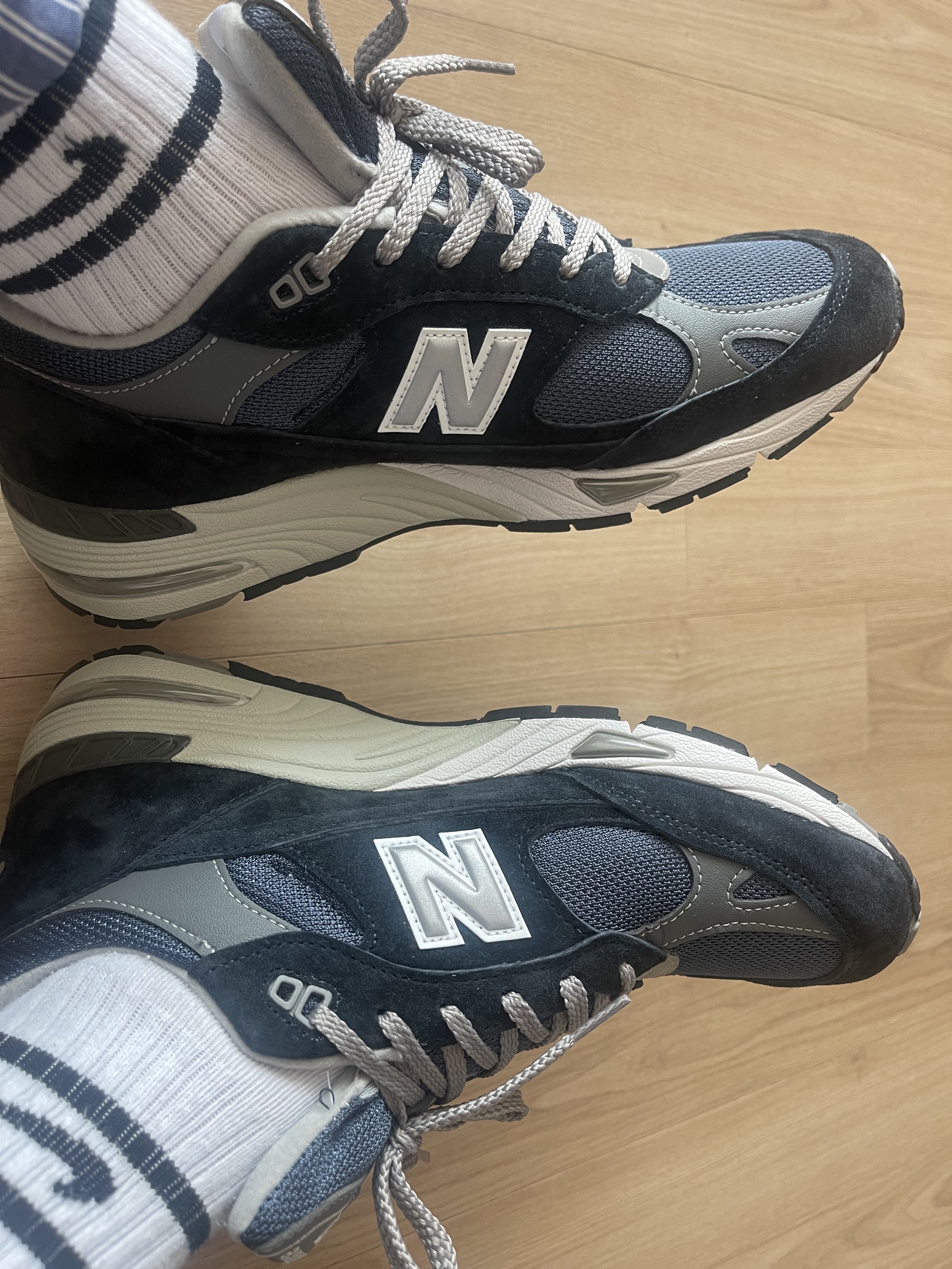 New Balance 991 Made in UK Navy 착용 스타일 - 1