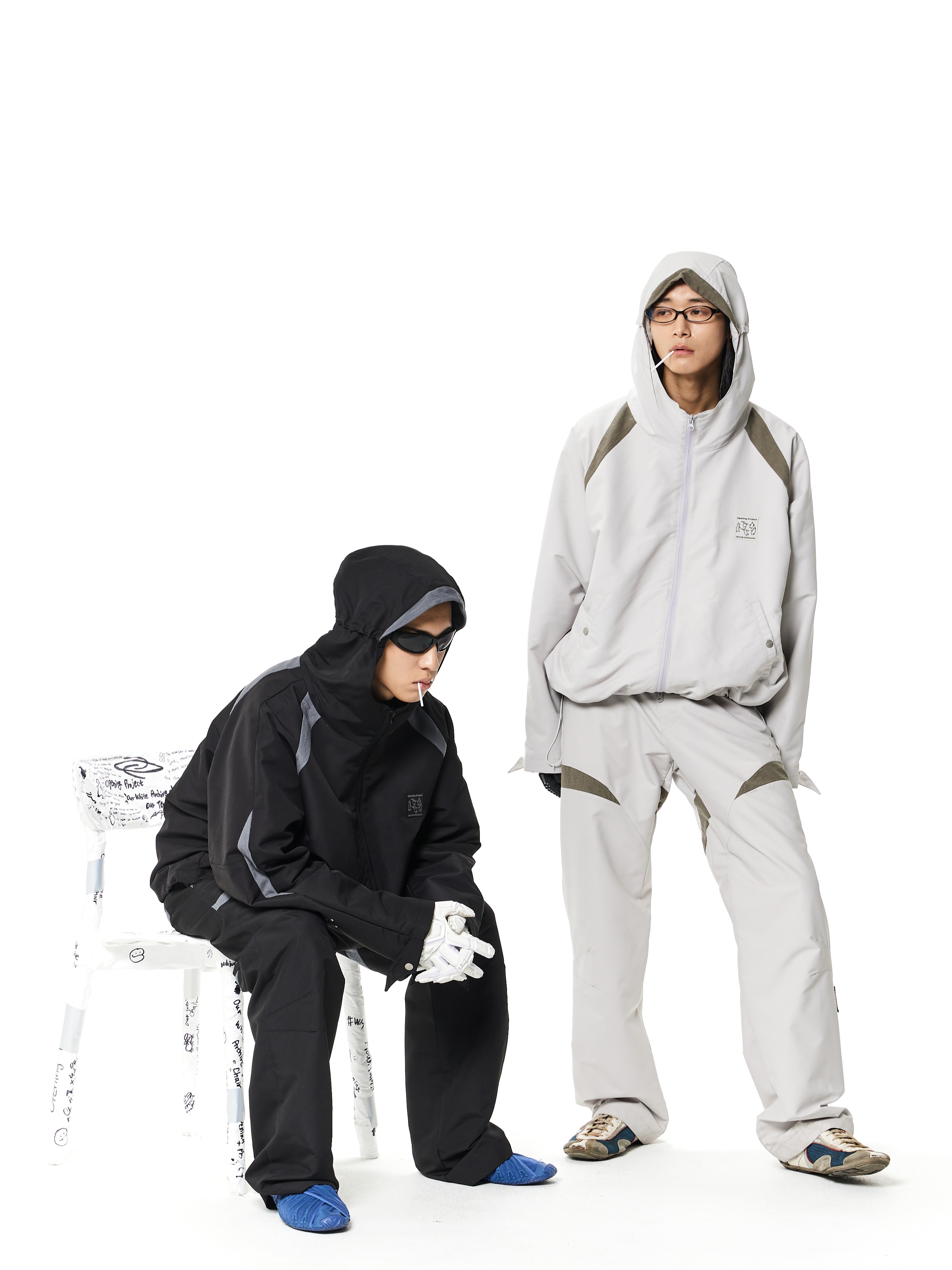 Opening Project Ripstop Hooded Jumper Black, Opening Project Ripstop Split Pants Black 착용 스타일