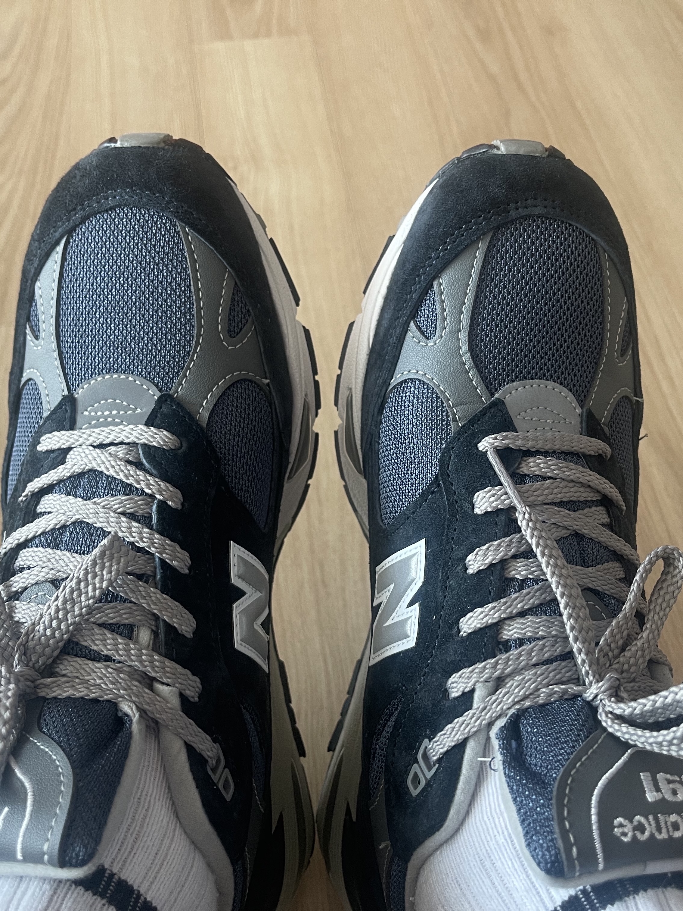 New Balance 991 Made in UK Navy 착용 스타일 - 2