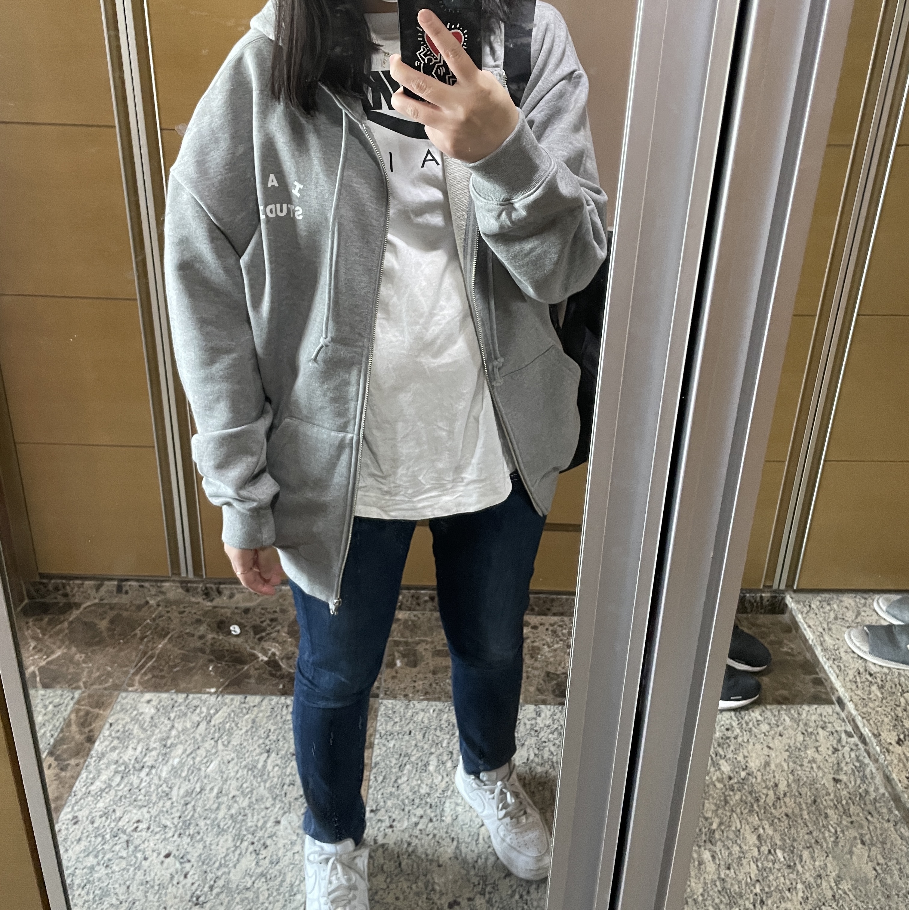 IAB Studio Zip-Up Hoodie Gray - 22FW 착용 스타일