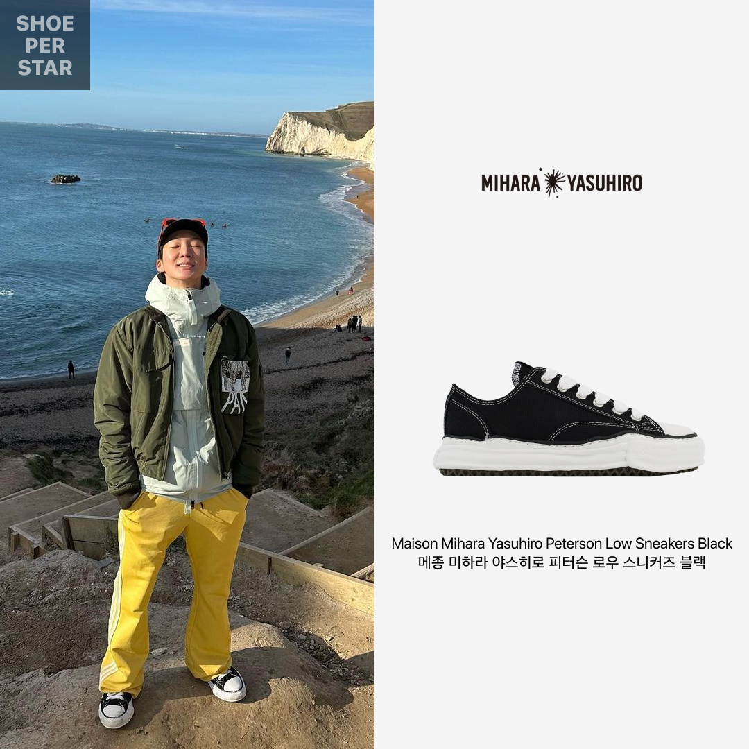 Maison Mihara Yasuhiro Peterson OG Sole Canvas Low Sneakers Black 착용 스타일 - 1