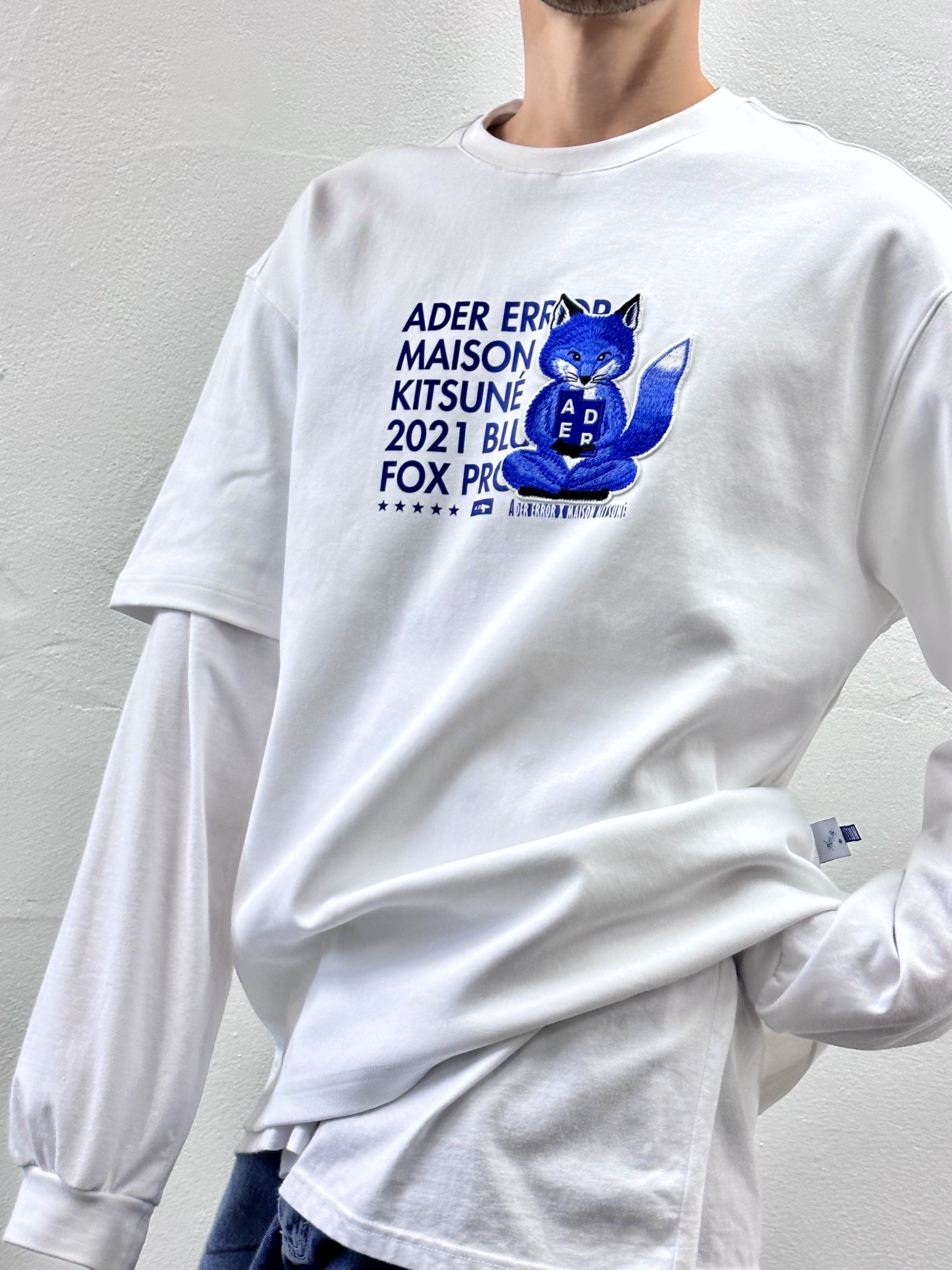 Maison Kitsune x Ader Error Meditation Fox T-Shirt White 착용 스타일