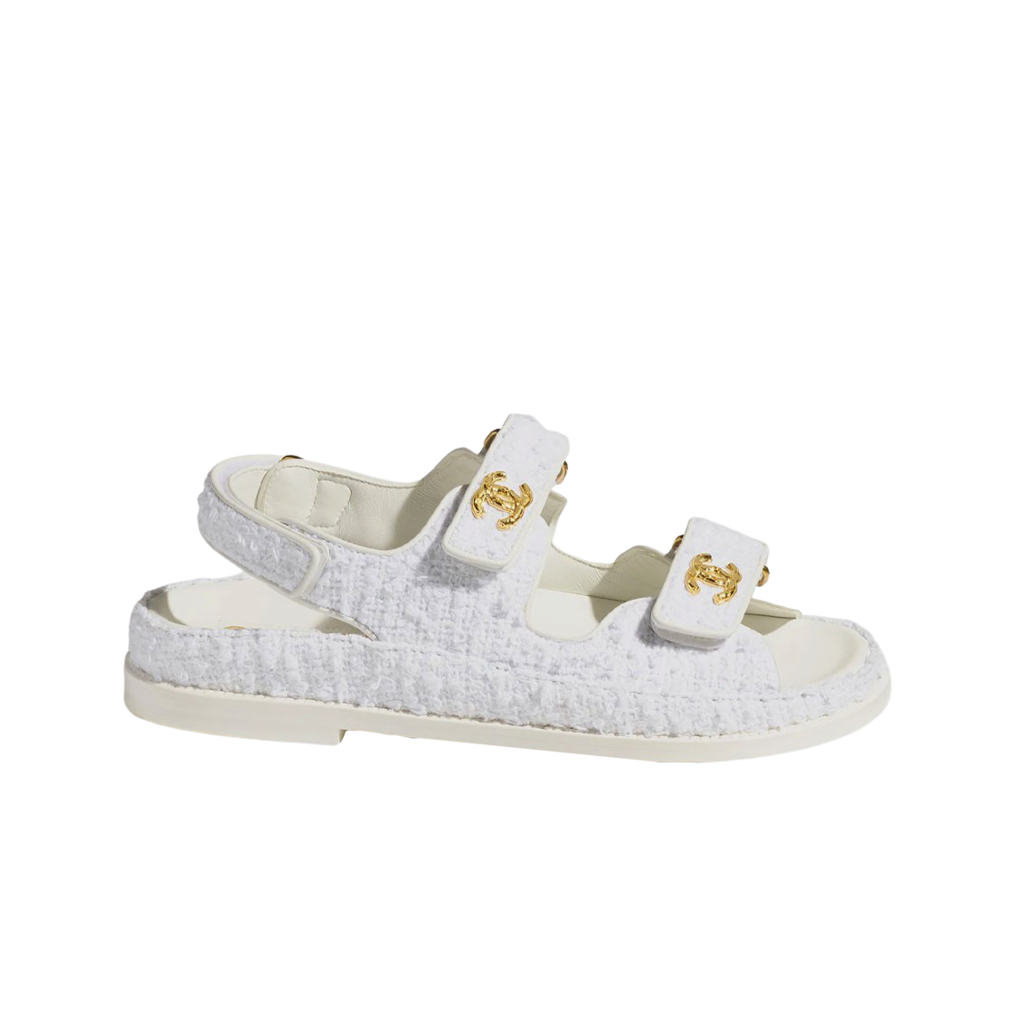 (W) 샤넬 샌들 코튼 트위드 & 화이트