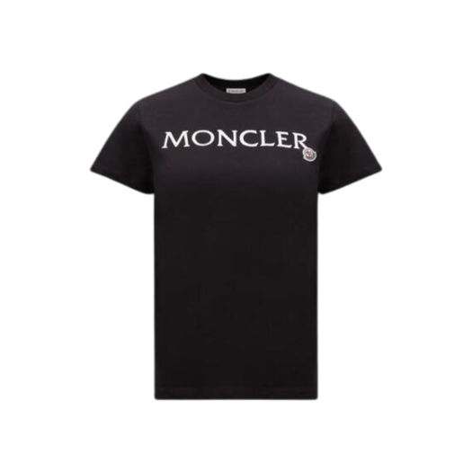 (W) 몽클레르 로고 자수 티셔츠 블랙 - 23SS