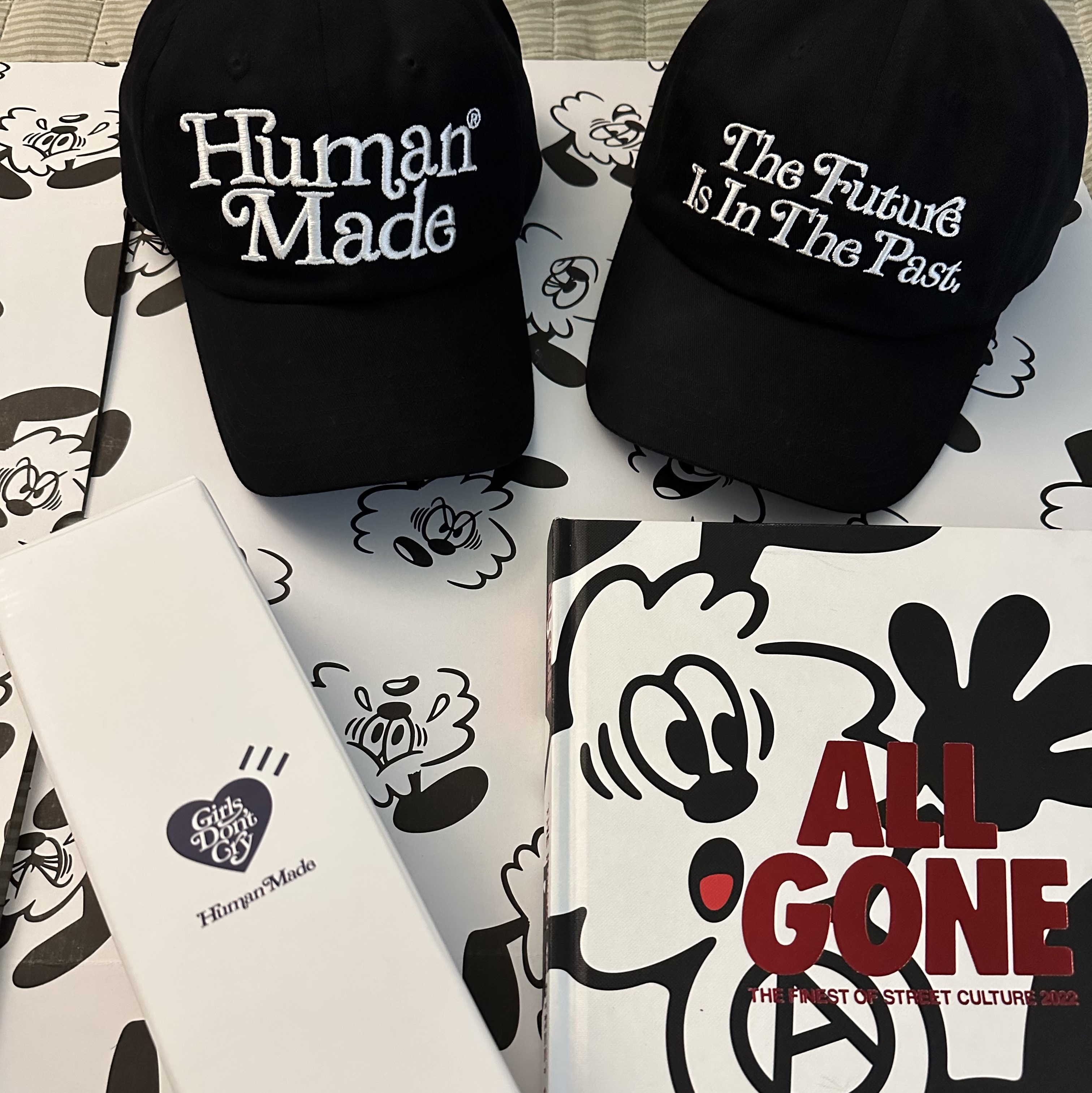 Human Made x Verdy Girls Don't Cry White Day Thermo Stainless Bottle 0.5L White 착용 스타일