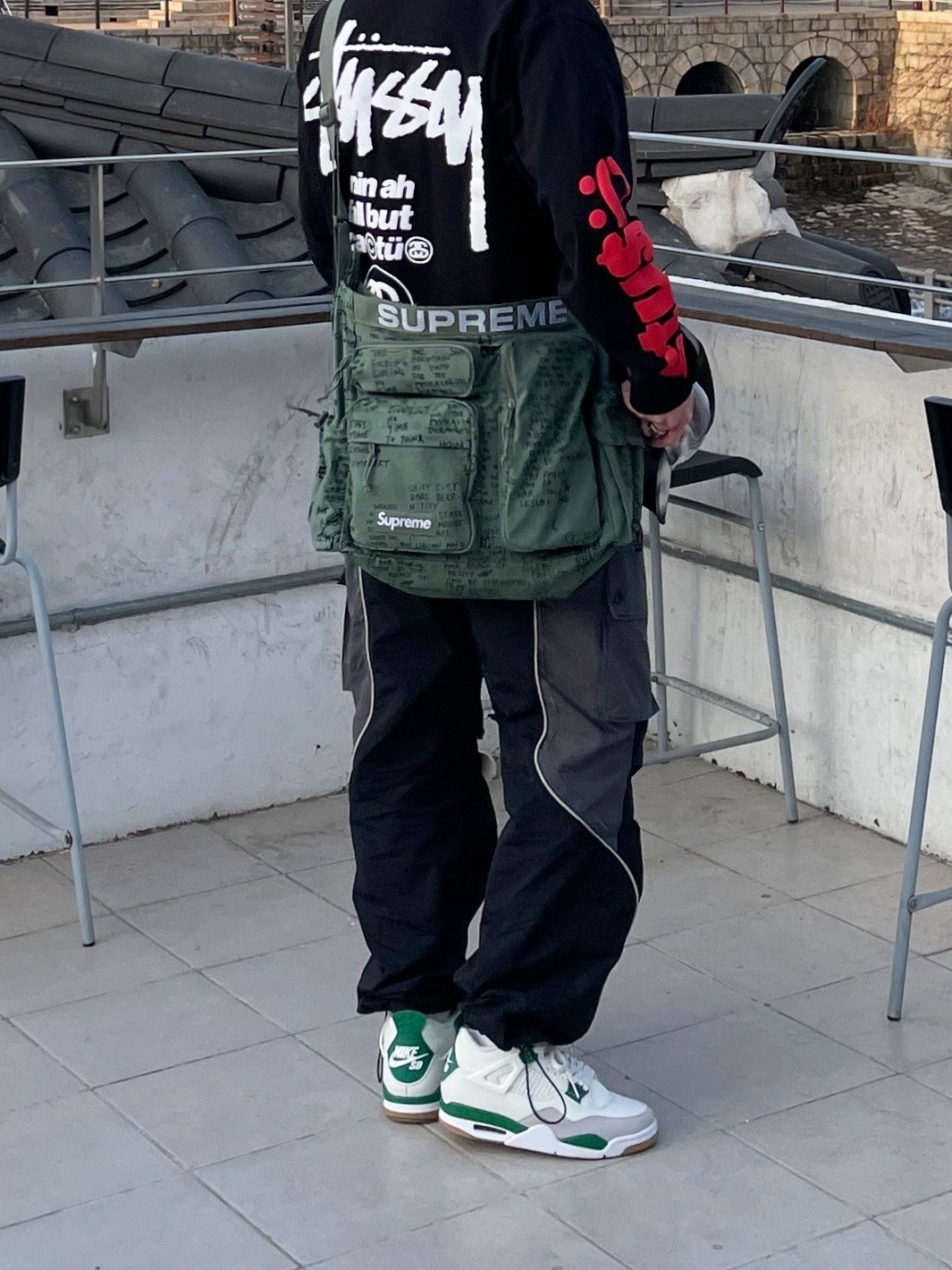 Stussy x Cactus Plant Flea Market Sport LS T-Shirt Black, Supreme Washed Satin Camo Camp Cap Snow Camo - 21SS 착용 스타일 - 4