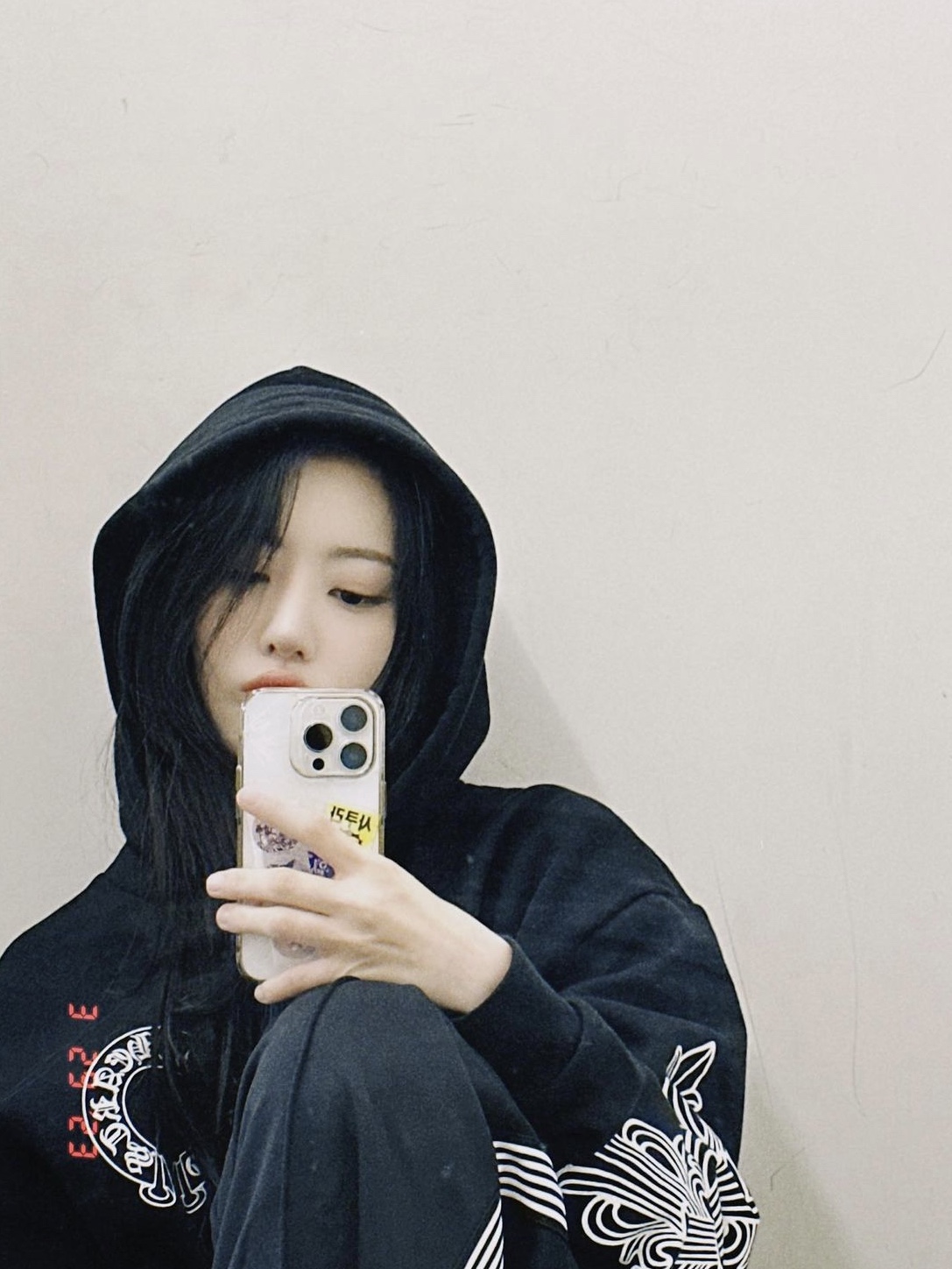 Chrome Hearts Horseshoe Floral Hoodie Black 착용 스타일 - 4