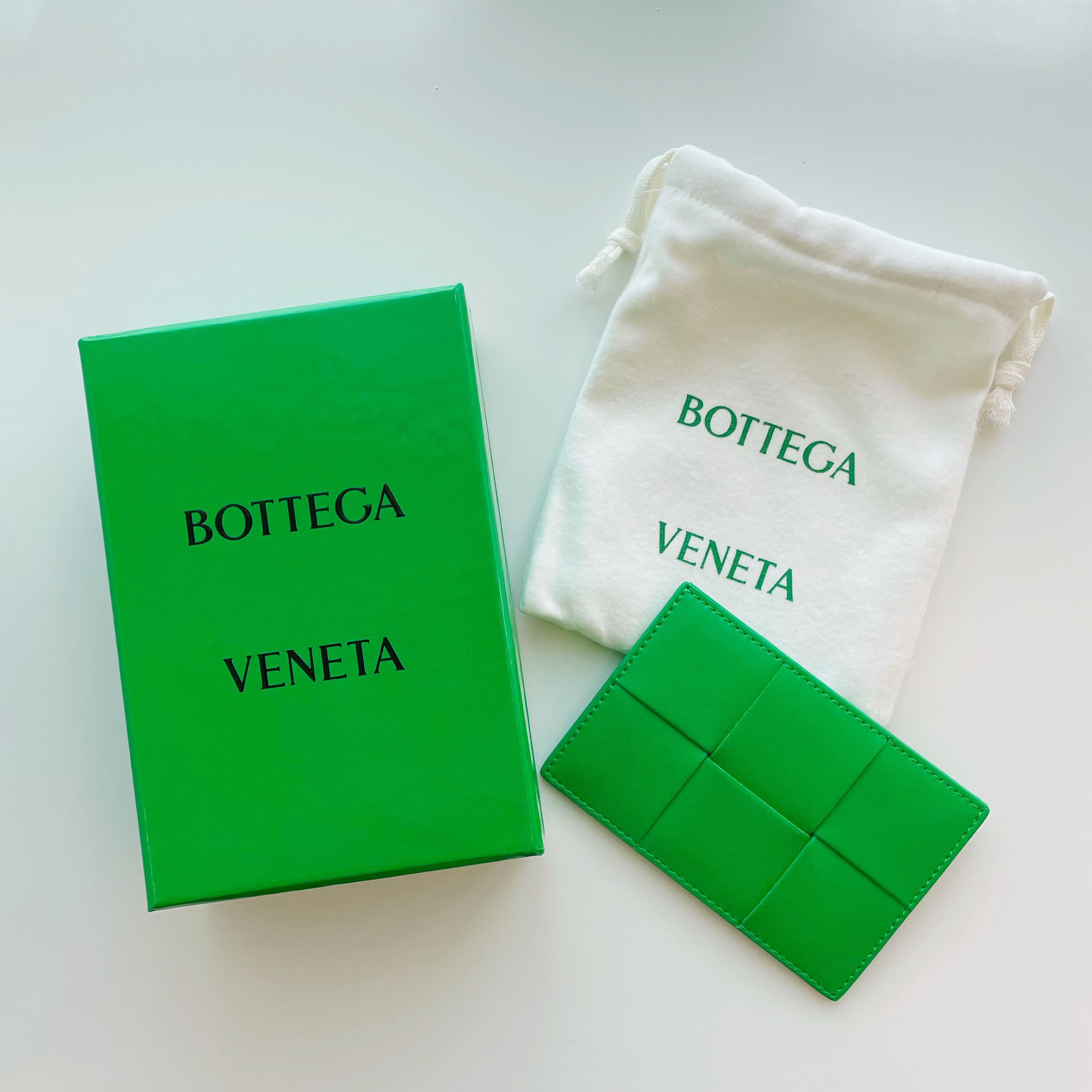Bottega Veneta Credit Card Case Calfskin Parakeet 착용 스타일