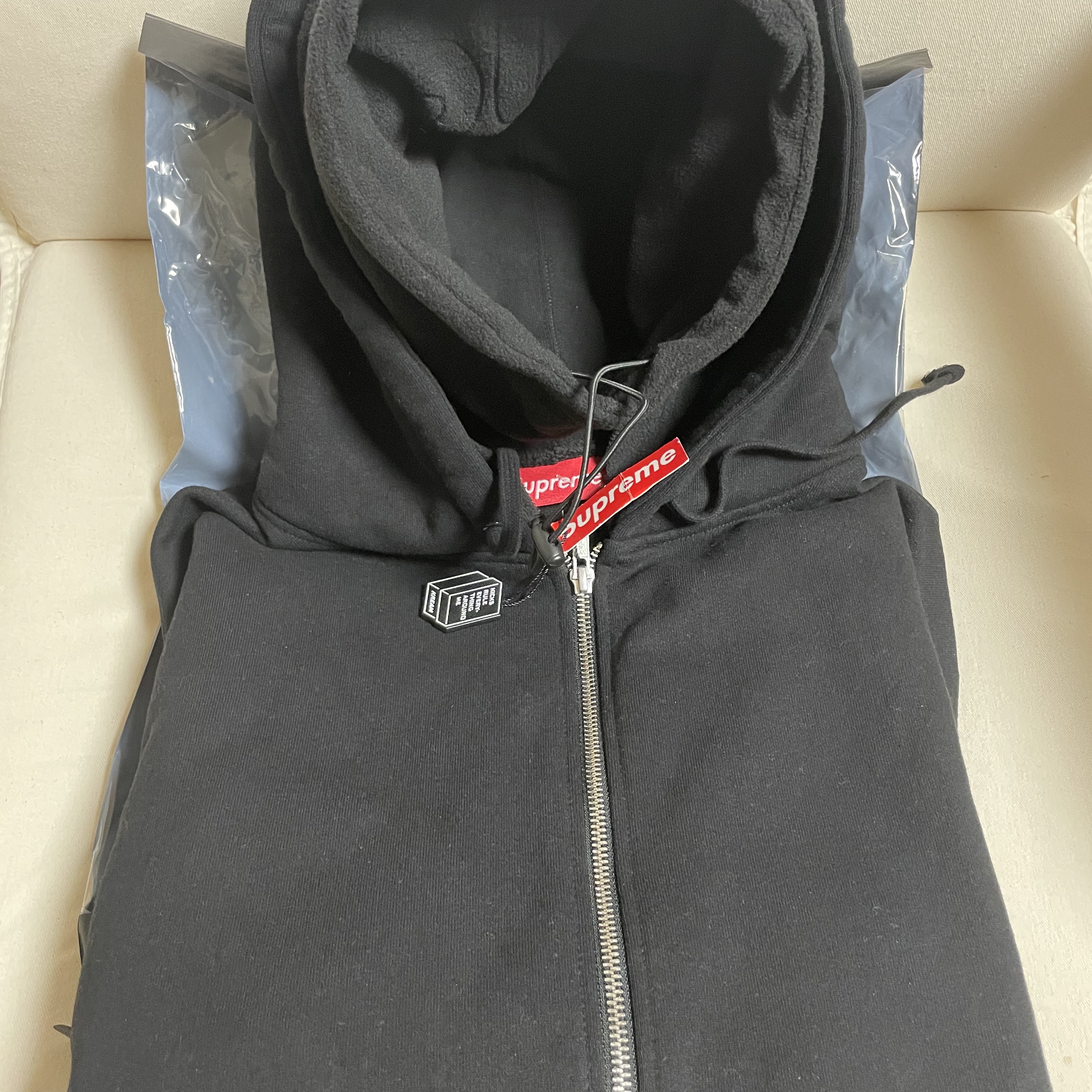 Supreme Double Hood Facemask Zip Up Hooded Sweatshirt Black - 22FW 착용 스타일