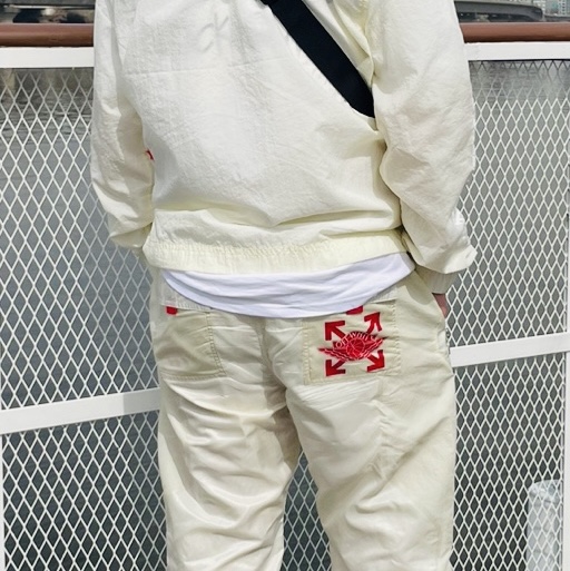Jordan x Off-White Woven Pants Sail - Asia, Balenciaga Track.2 Sneakers Beige Black 착용 스타일 - 3
