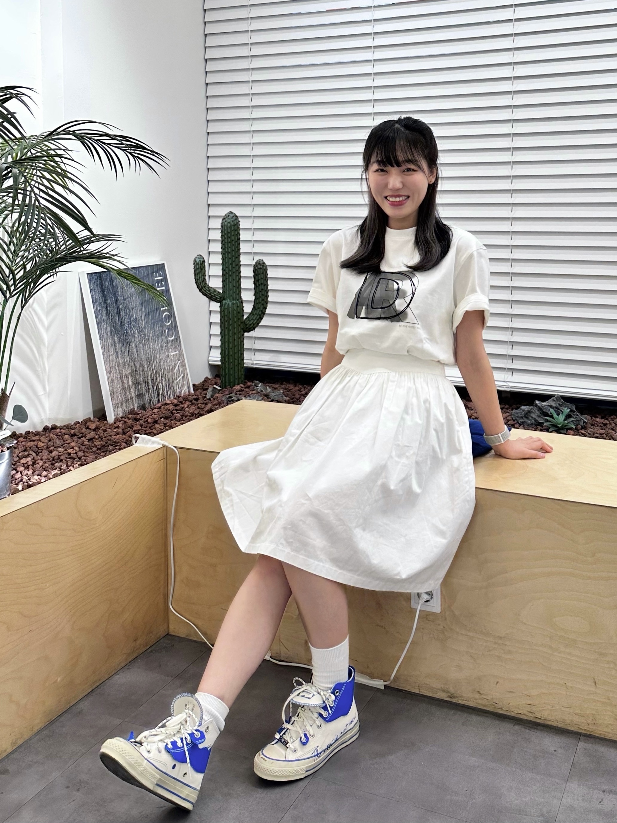Converse x Ader Error Chuck 70 High White, Ader Error Layer Logo T-Shirt White 착용 스타일 - 1