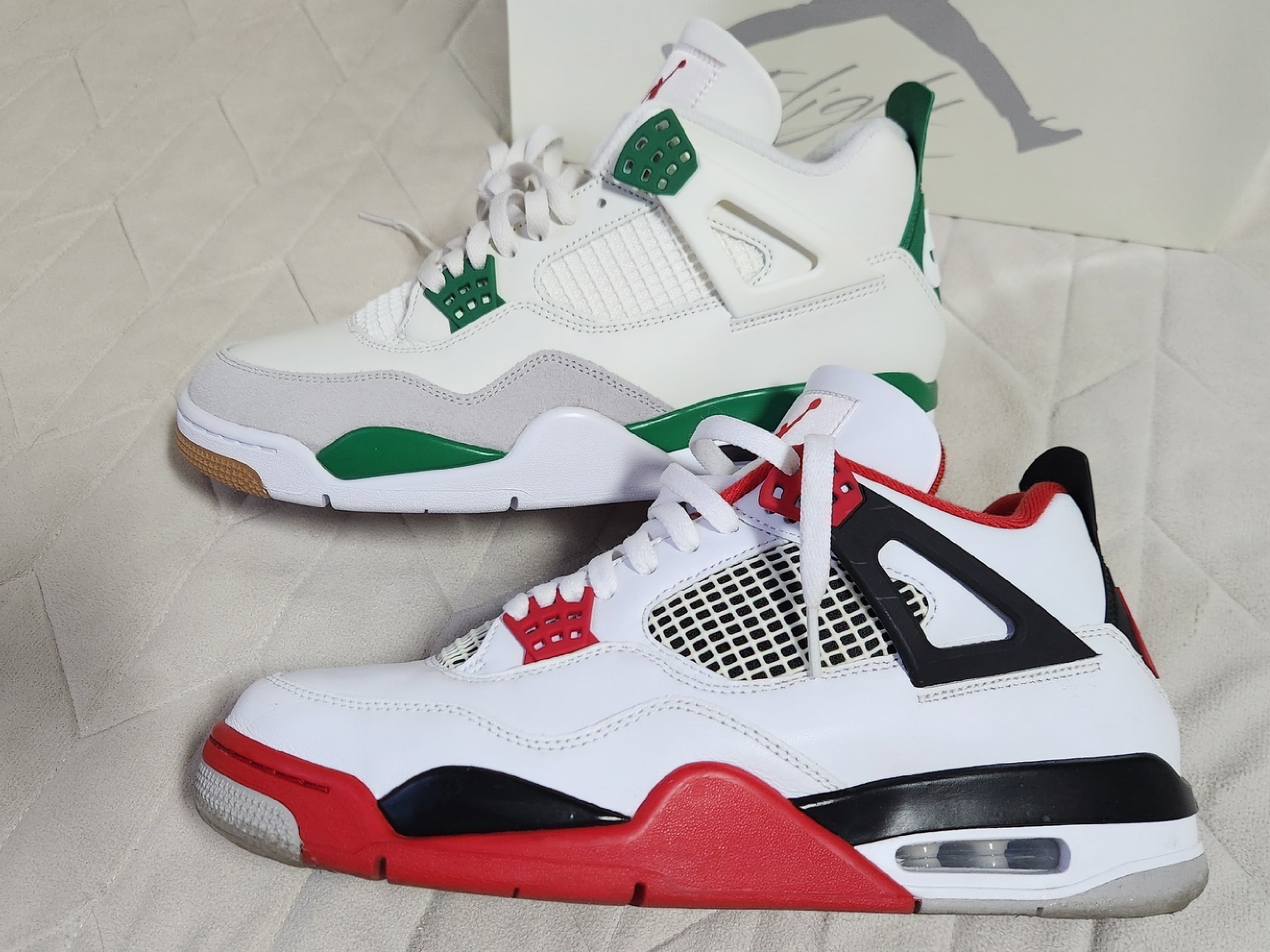 Jordan 4 x Nike SB Retro SP Pine Green, Jordan 4 Retro OG Fire Red 2020 착용 스타일 - 5