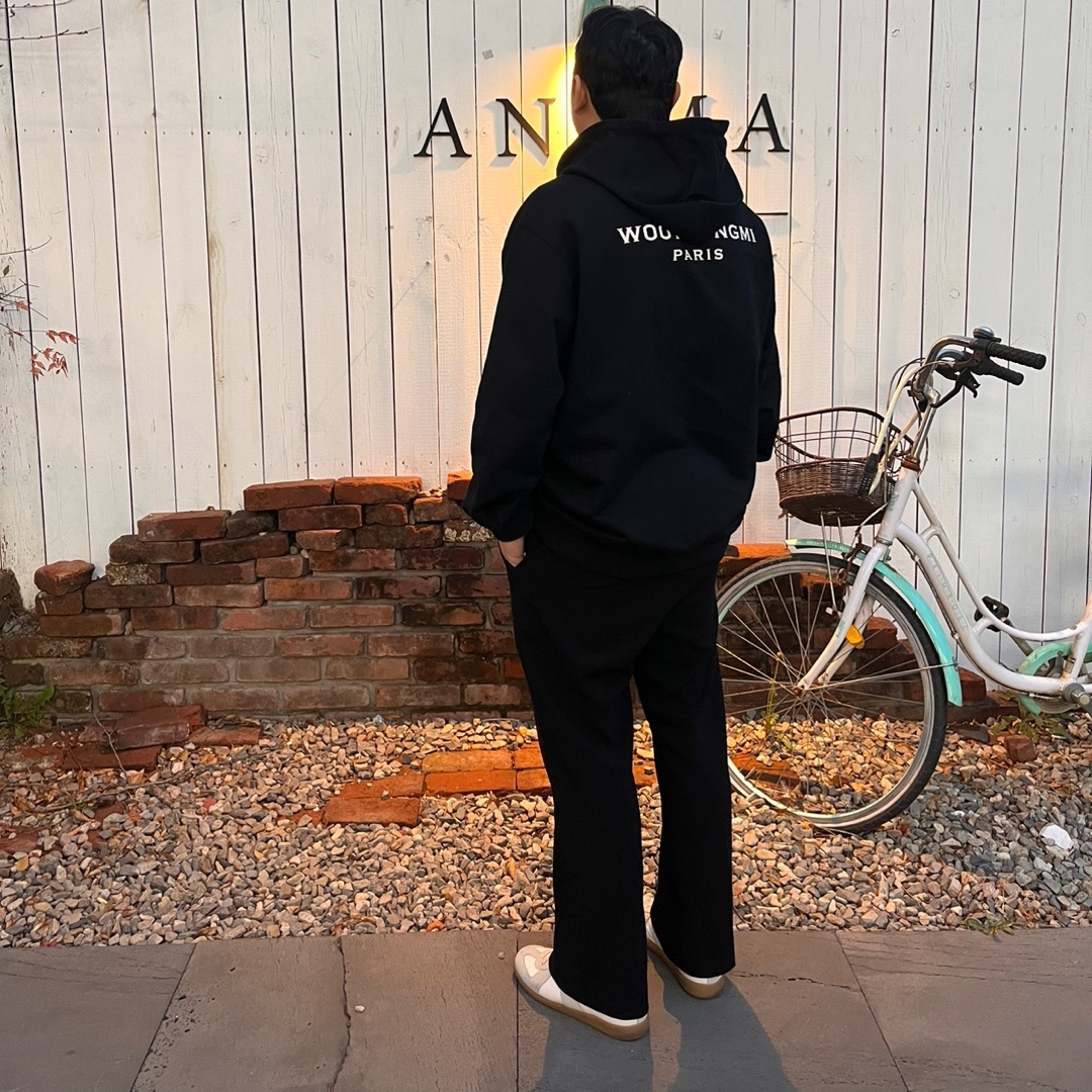 Wooyoungmi Cotton White Back Logo Hoodie Black - 22FW, Maison Margiela Calfskin Replica Sneakers 착용 스타일