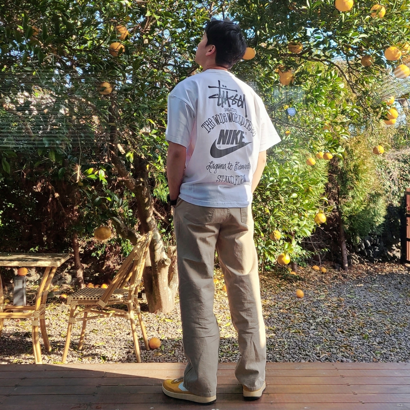 Nike x Stussy T-Shirt White (DV1774-100), Nike x Tom Sachs General Purpose Shoe Archive 착용 스타일