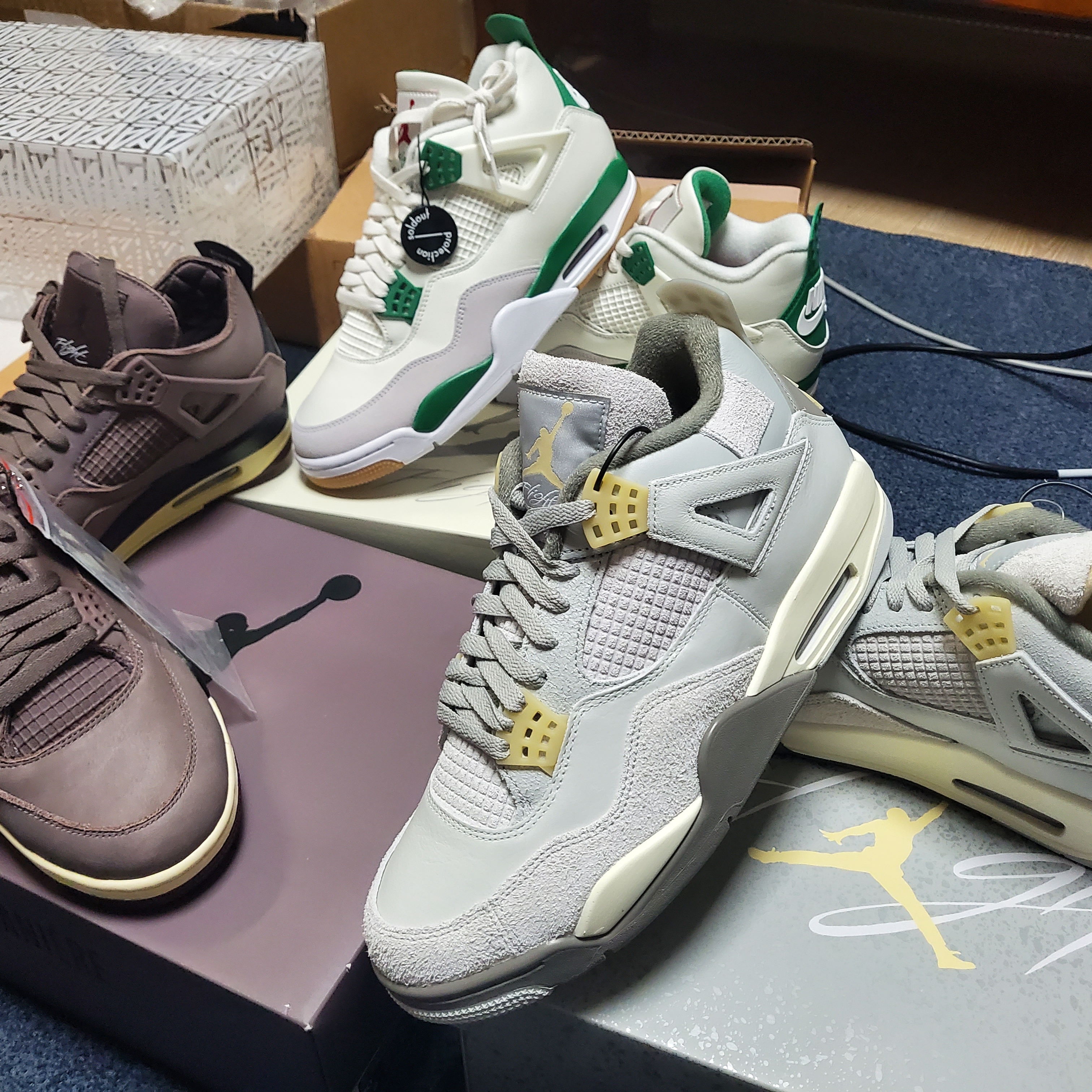Jordan 4 x A Ma Maniere Retro Violet Ore, Jordan 4 x Nike SB Retro SP Pine Green 착용 스타일 - 1