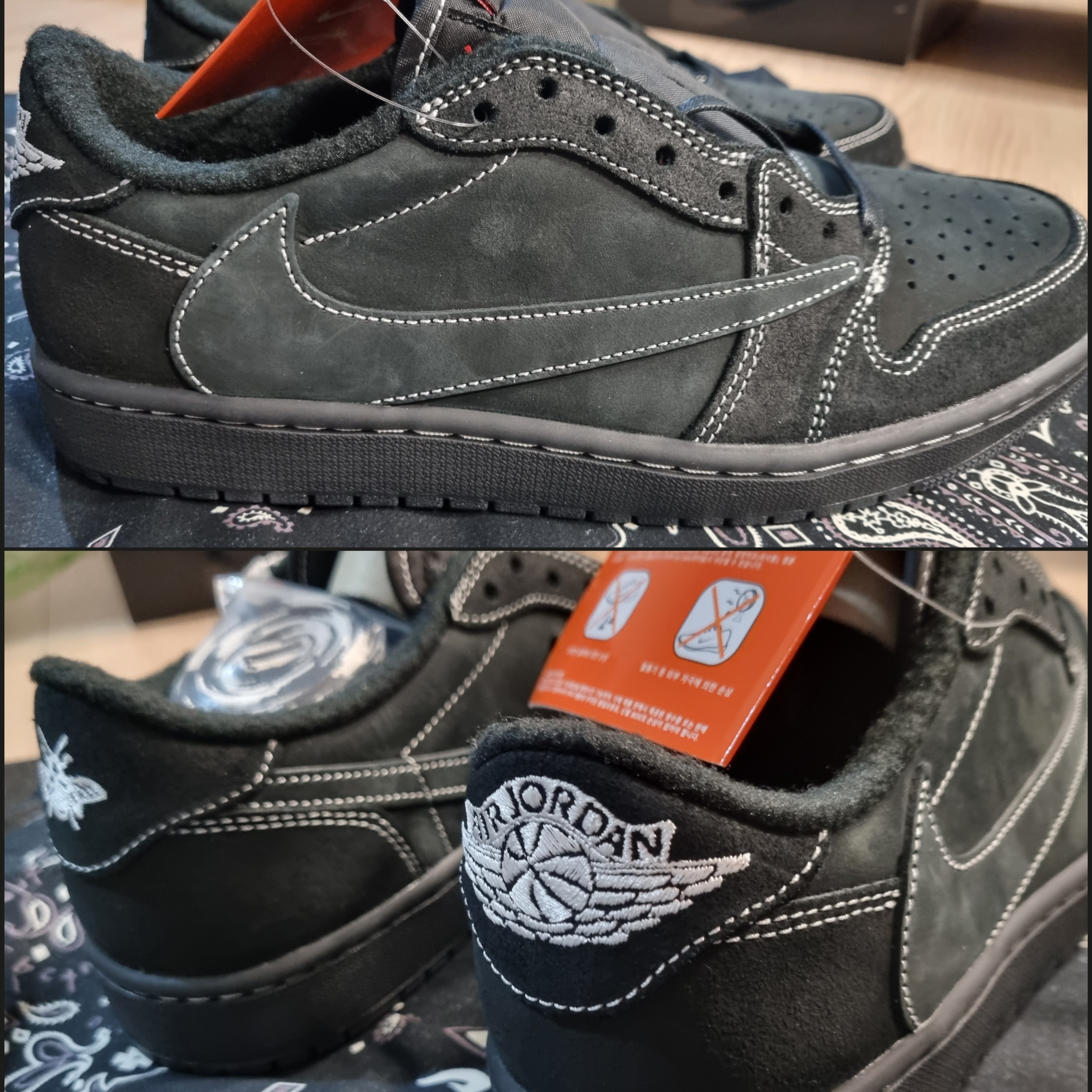 Jordan 1 x Travis Scott Retro Low OG SP Black Phantom 착용 스타일