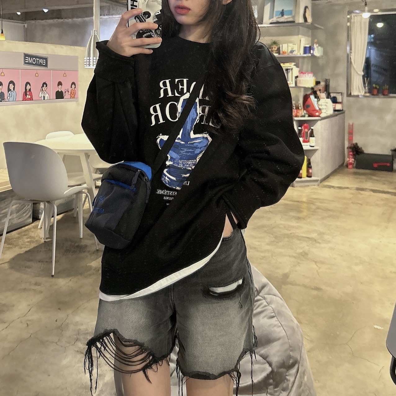 Arc'teryx x Beams Mantis 2 Waistpack Boro Blue, Ader Error Portrait Trophy Logo Sweatshirt Grey 착용 스타일 - 1